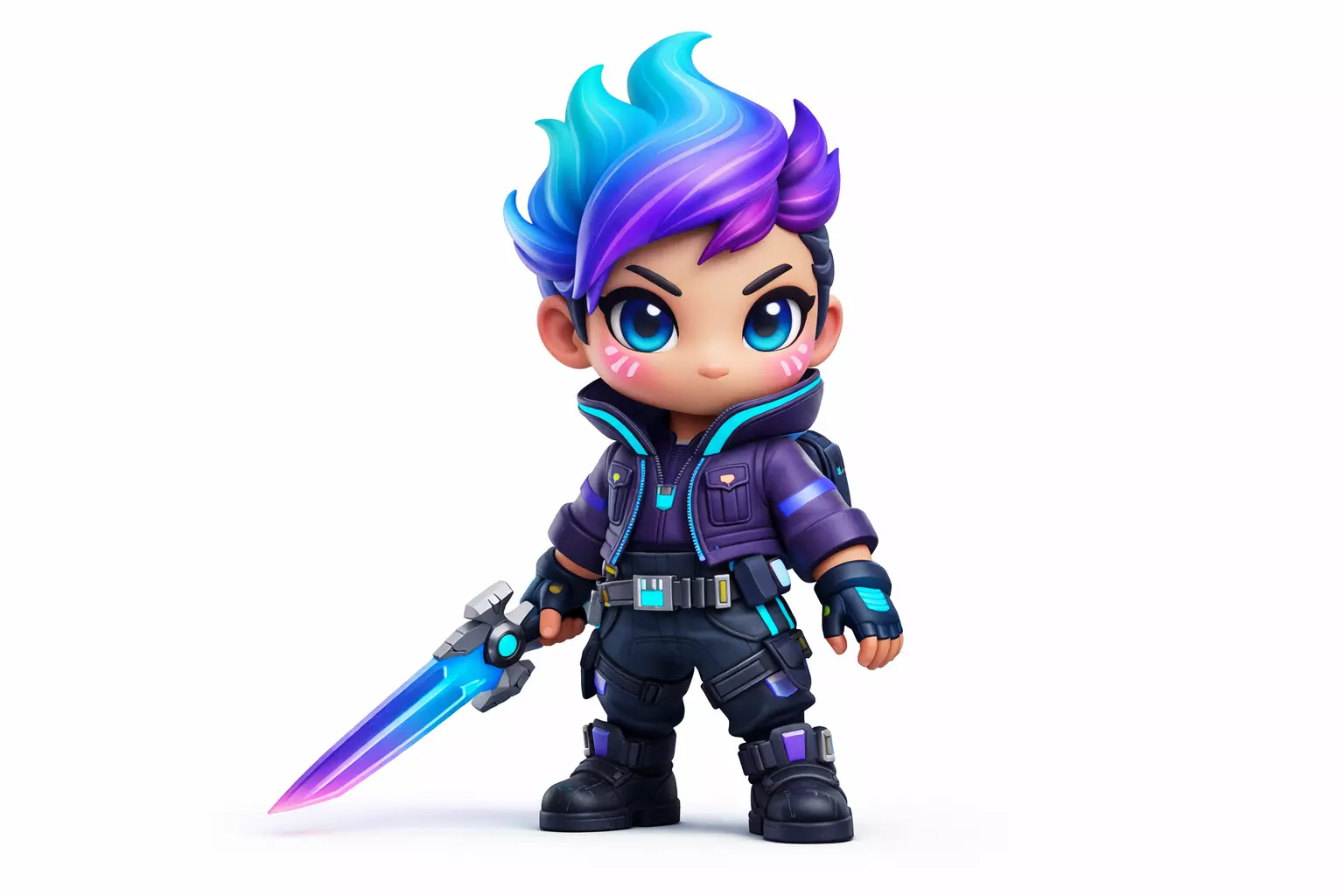 Neon Nomad Stylized Cyberpunk Game Ready Character Unity Unreal 3D print model