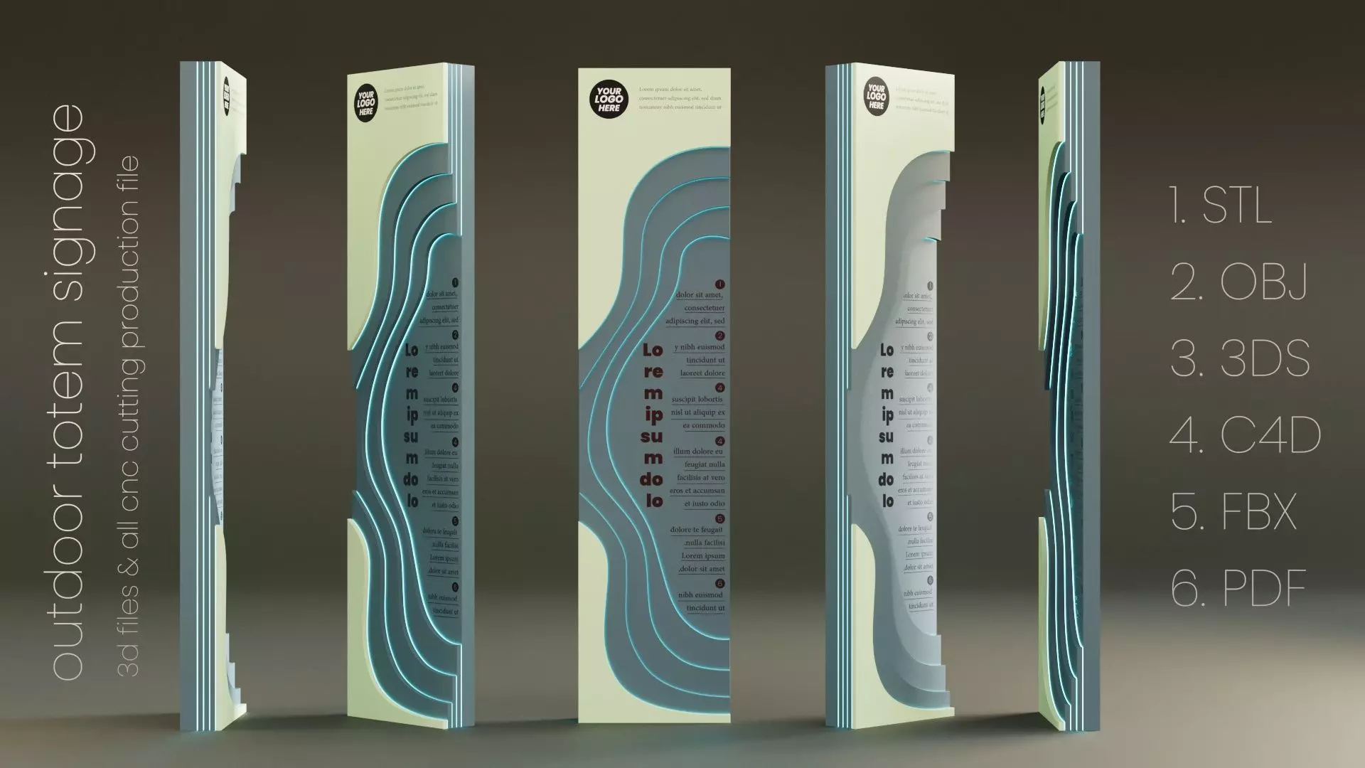 3D Outdoor Totem Signage D1 CNC Ready Production Files Included 3D model