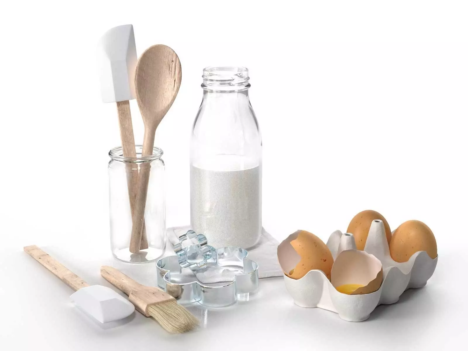 Tableware Set 3 egg holder with four eggs in it 3D model_0