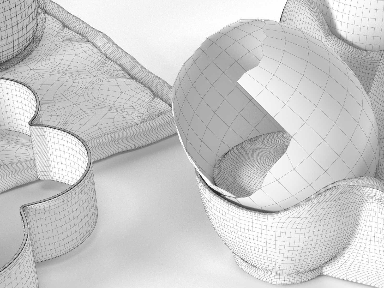 Tableware Set 3 egg holder with four eggs in it 3D model_4