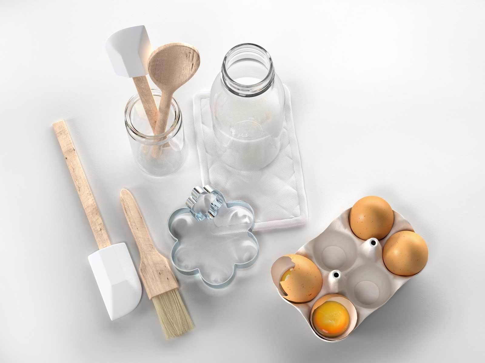 Tableware Set 3 egg holder with four eggs in it 3D model_1