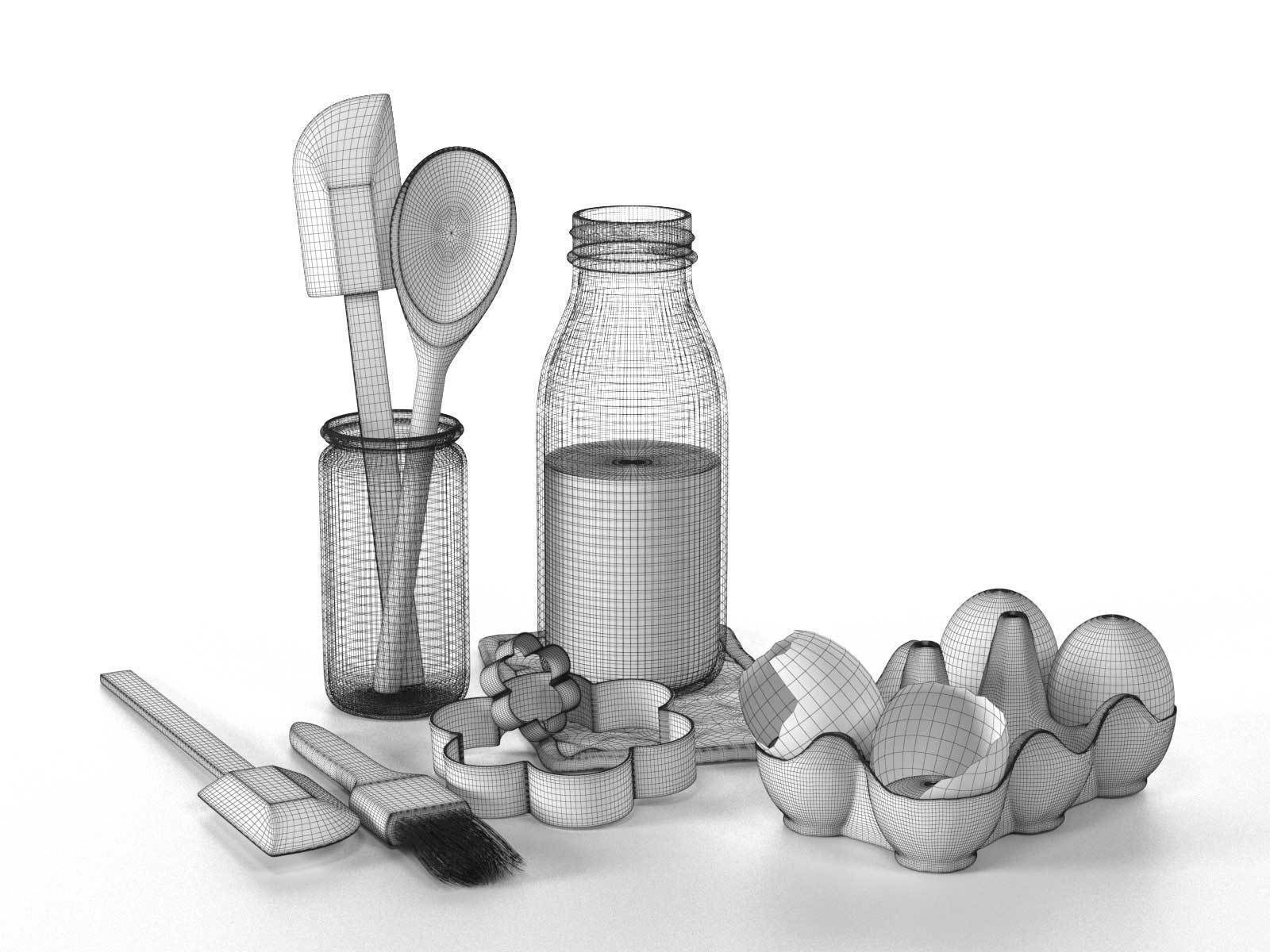 Tableware Set 3 egg holder with four eggs in it 3D model_3