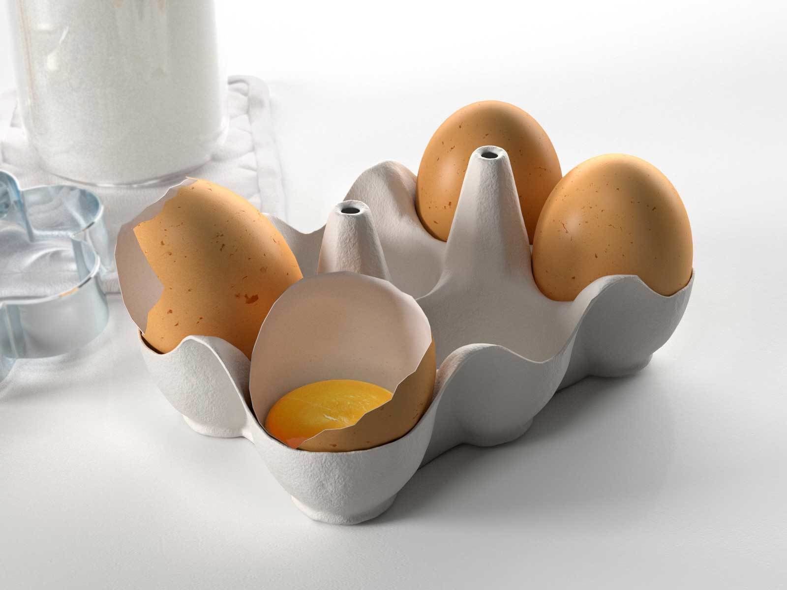 Tableware Set 3 egg holder with four eggs in it 3D model_2