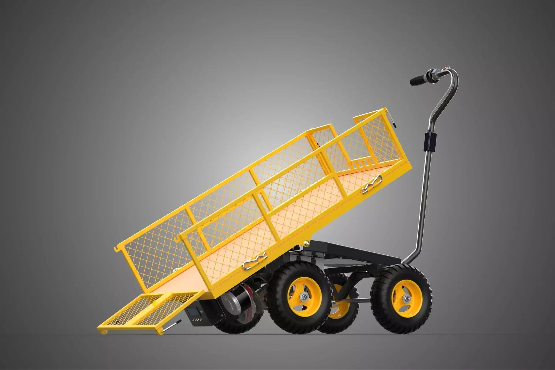 ELECTRIC TILTING LIFT MESH BED DUMP GARDEN WAGON CARGO CAGE CART 3D model