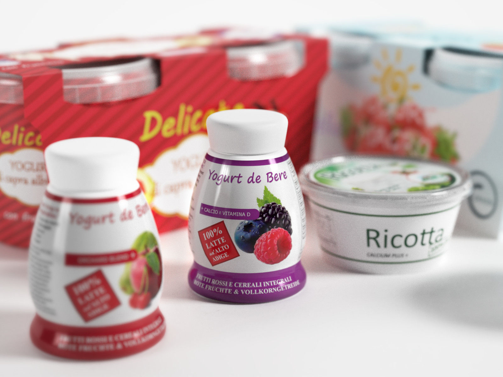 Ricotta Cheese and Yogurts 3D model_2