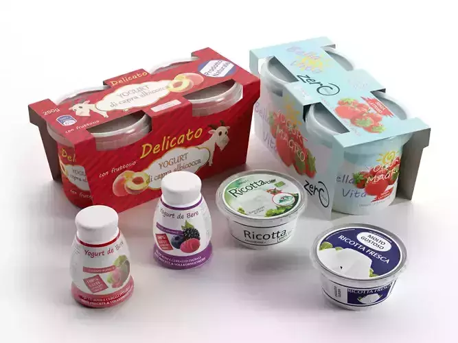 Ricotta Cheese and Yogurts 3D model
