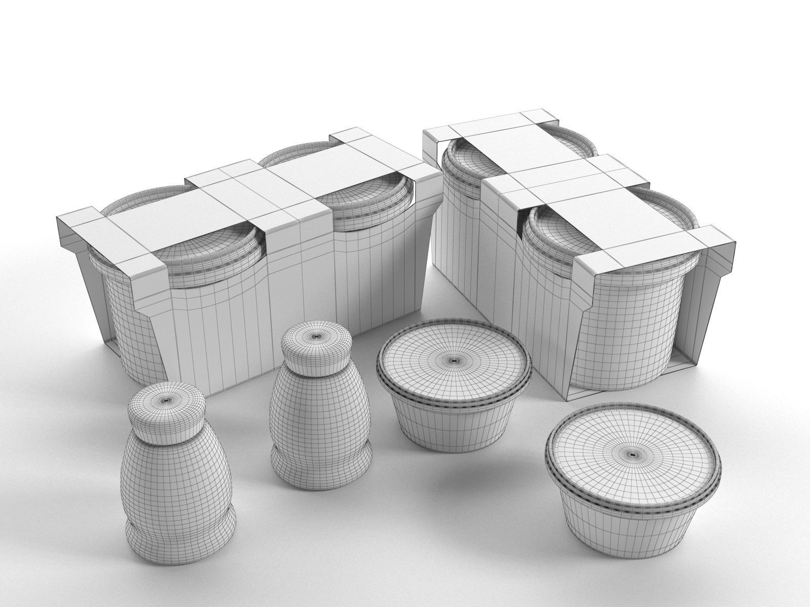 Ricotta Cheese and Yogurts 3D model_4