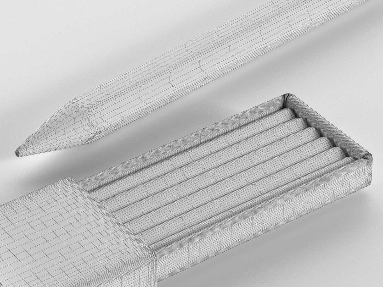 Paper Tube Box and Pencils 3D model_4