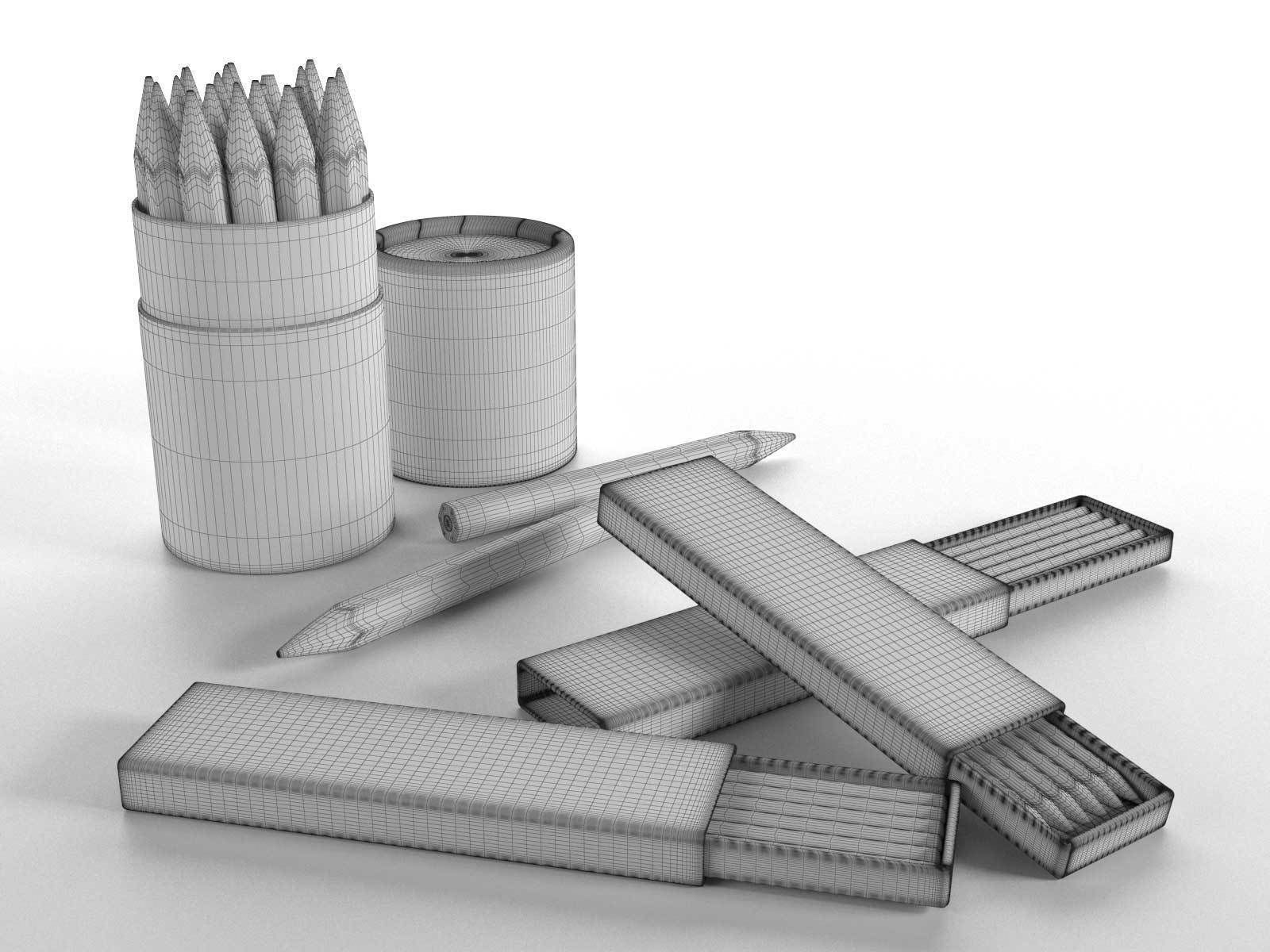 Paper Tube Box and Pencils 3D model_3