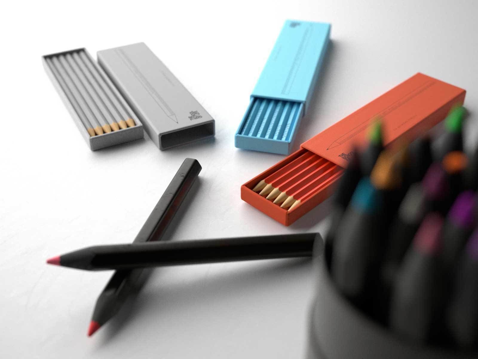 Paper Tube Box and Pencils 3D model_2