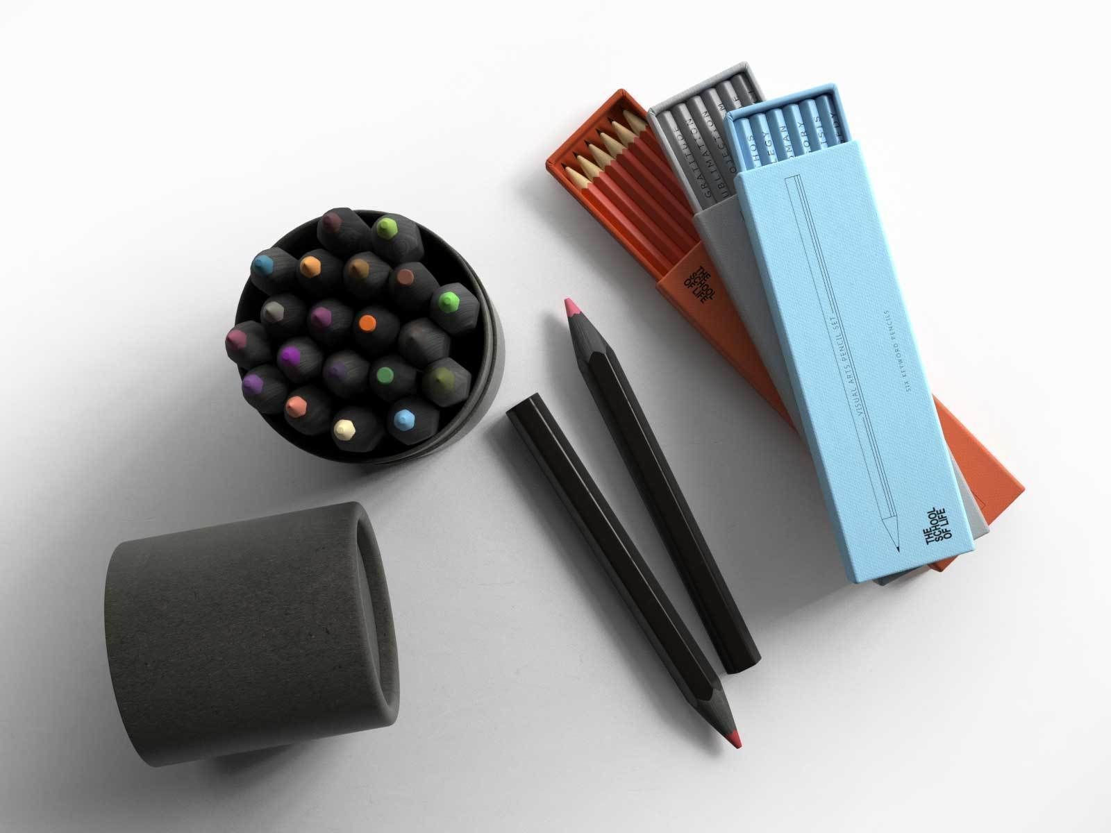 Paper Tube Box and Pencils 3D model_1