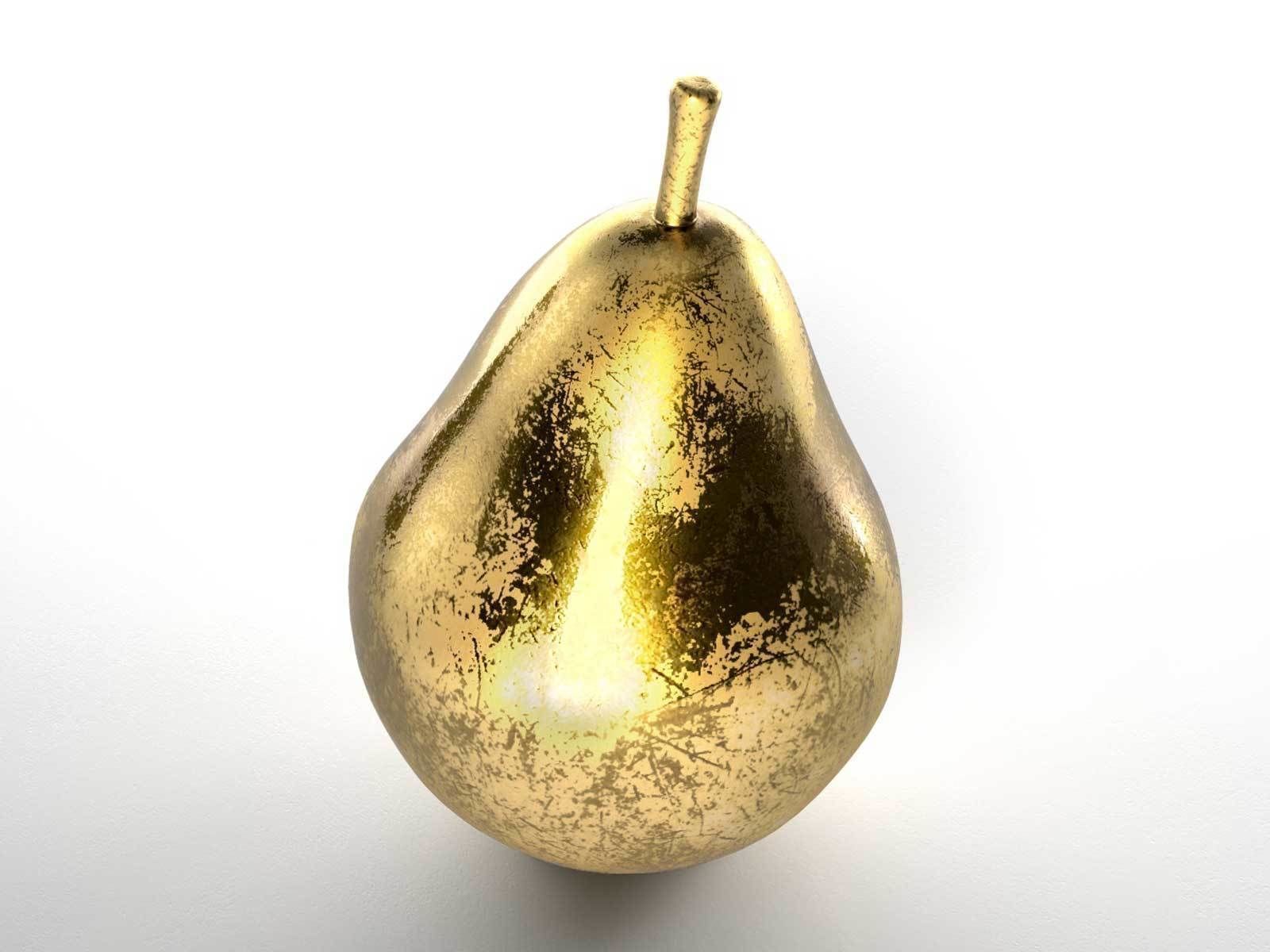 Pair of Golden Pears Decor 3D model_1