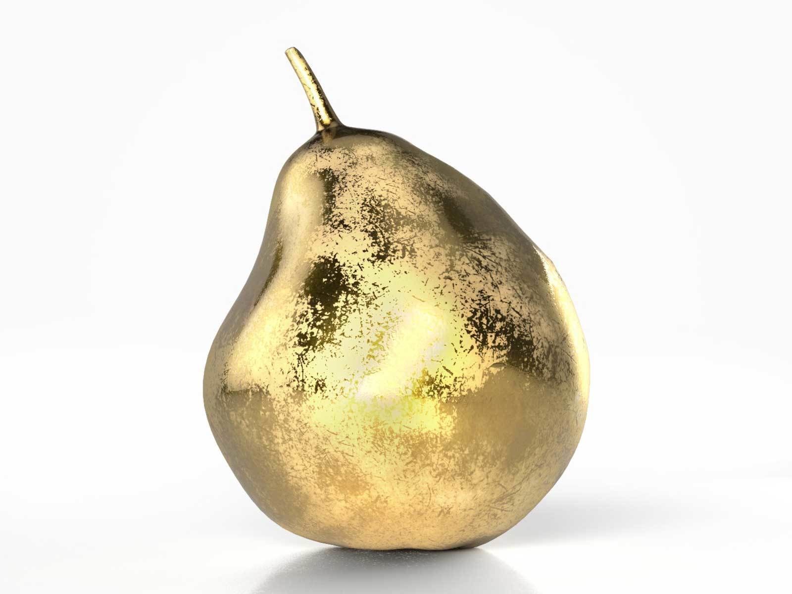 Pair of Golden Pears Decor 3D model_2