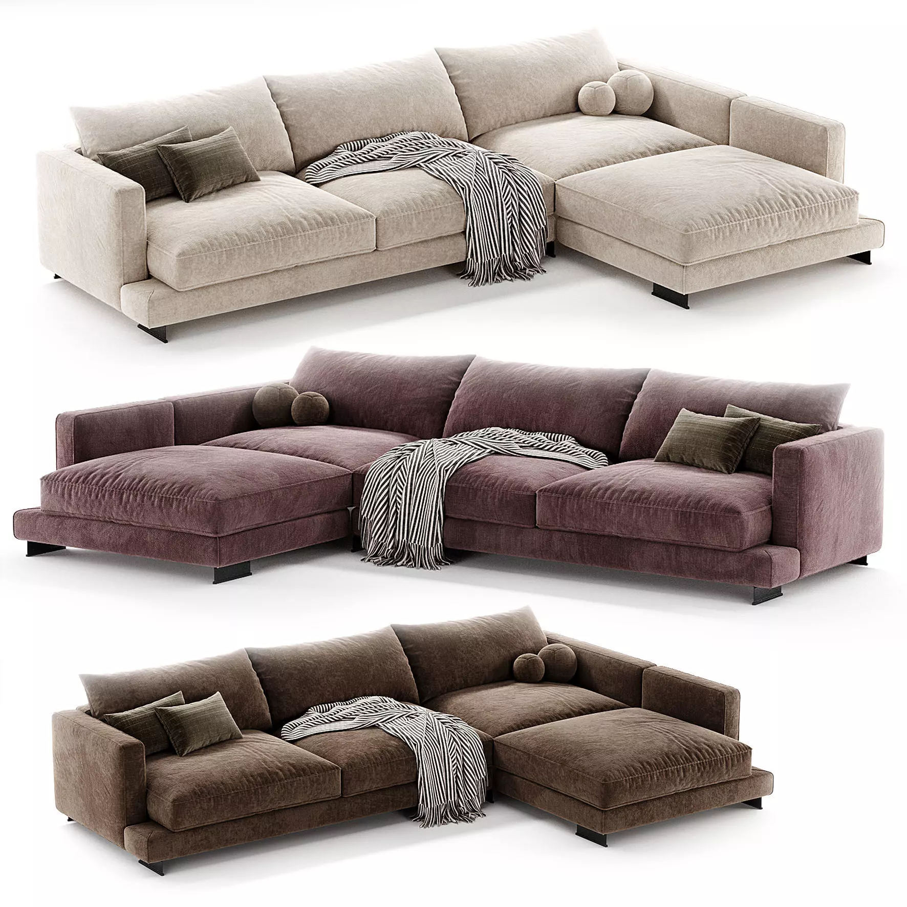 Flexform Long Island Chaise Longue Sofa 3D model