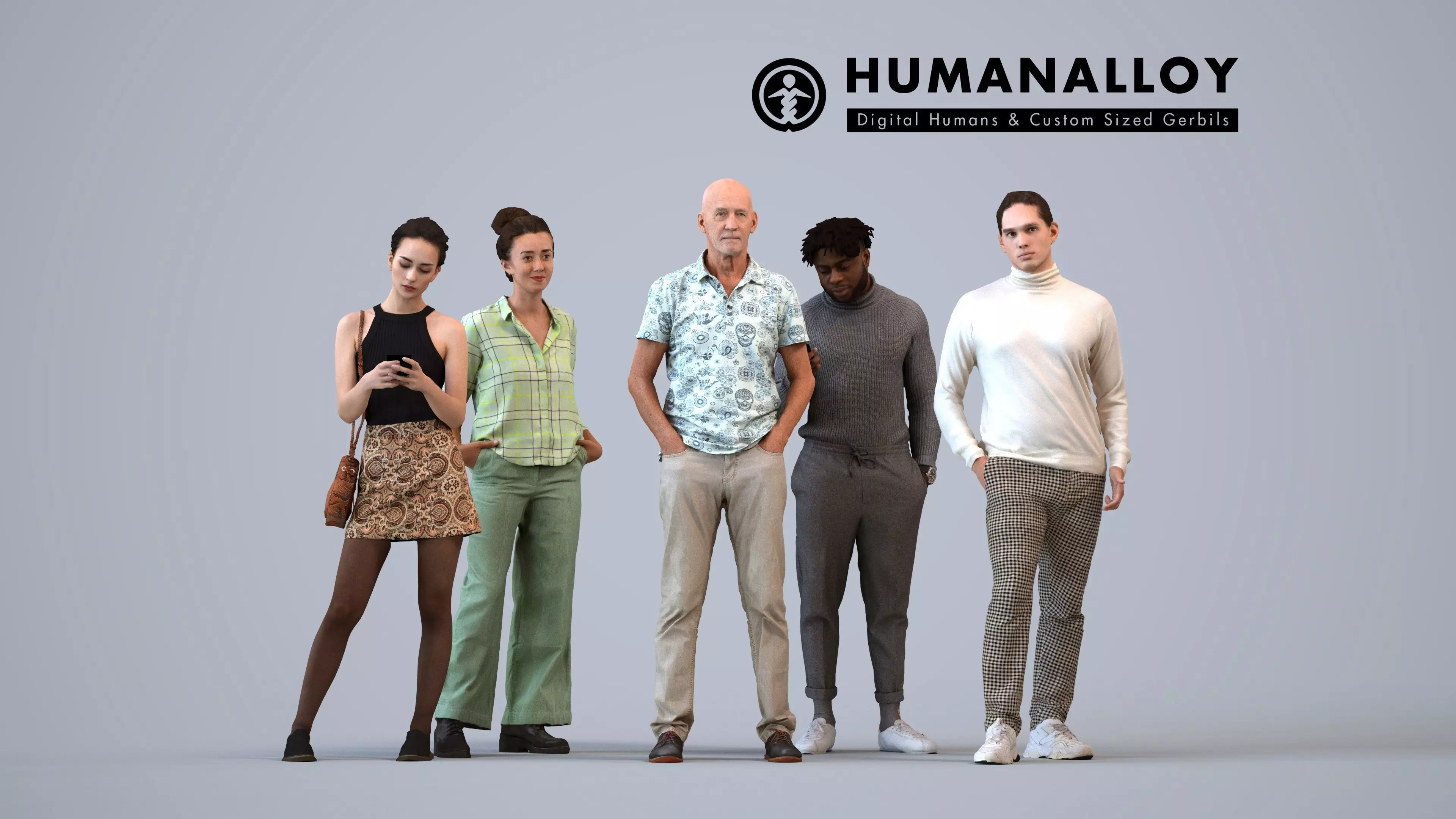 Basics0105 - A set containing 5 models of male and female 3D model