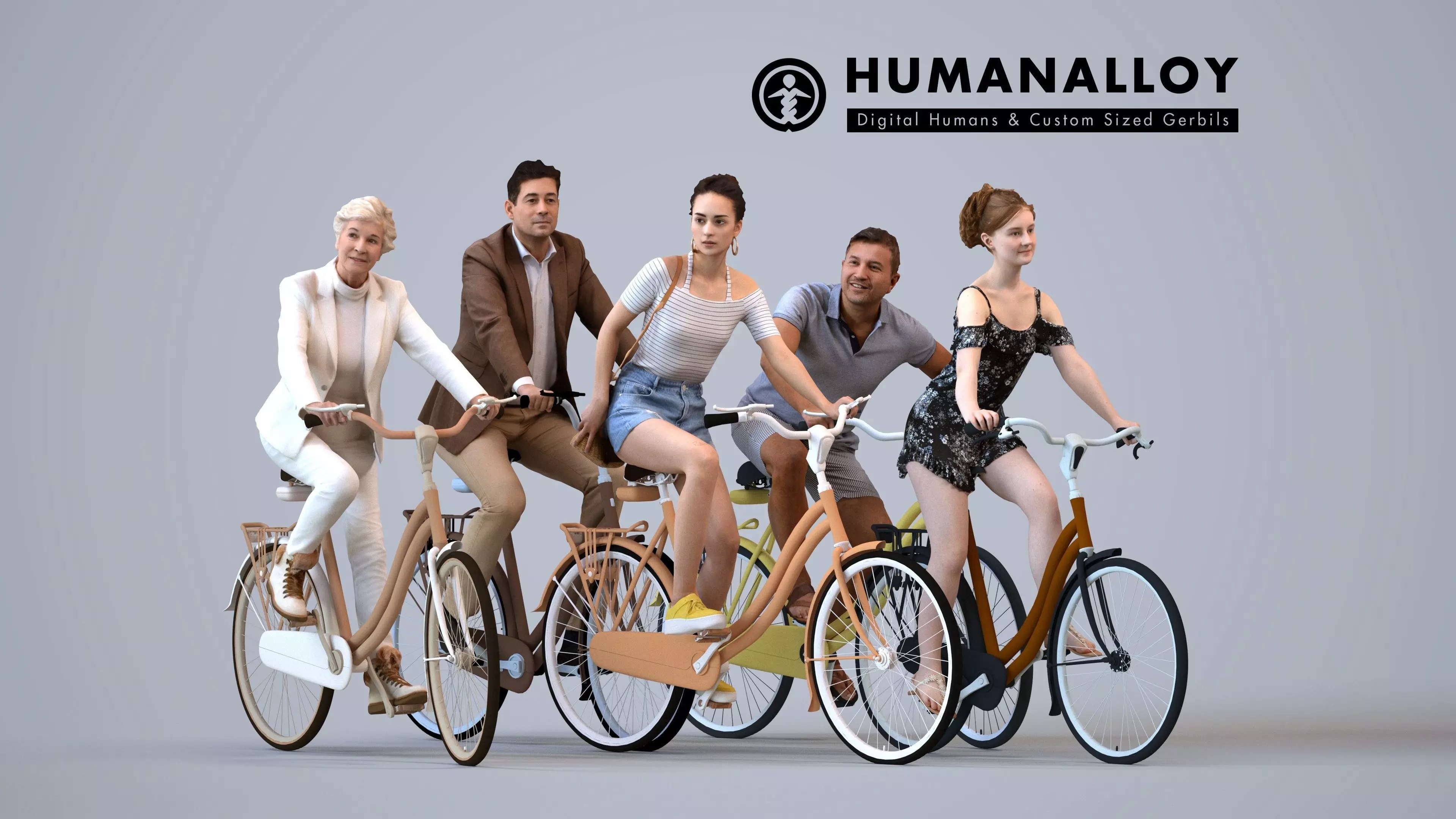 Basics0127 - A set containing 5 models of male and female 3D model