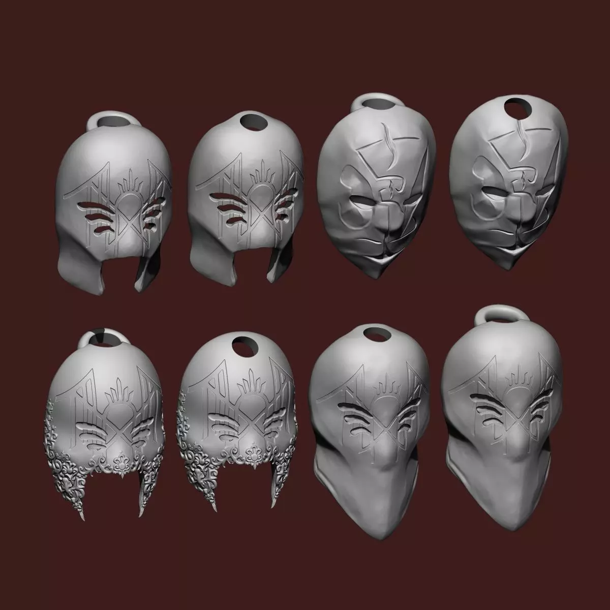 Vessel Mask Accessories 8 Models for Keychains and Necklaces 3D print model