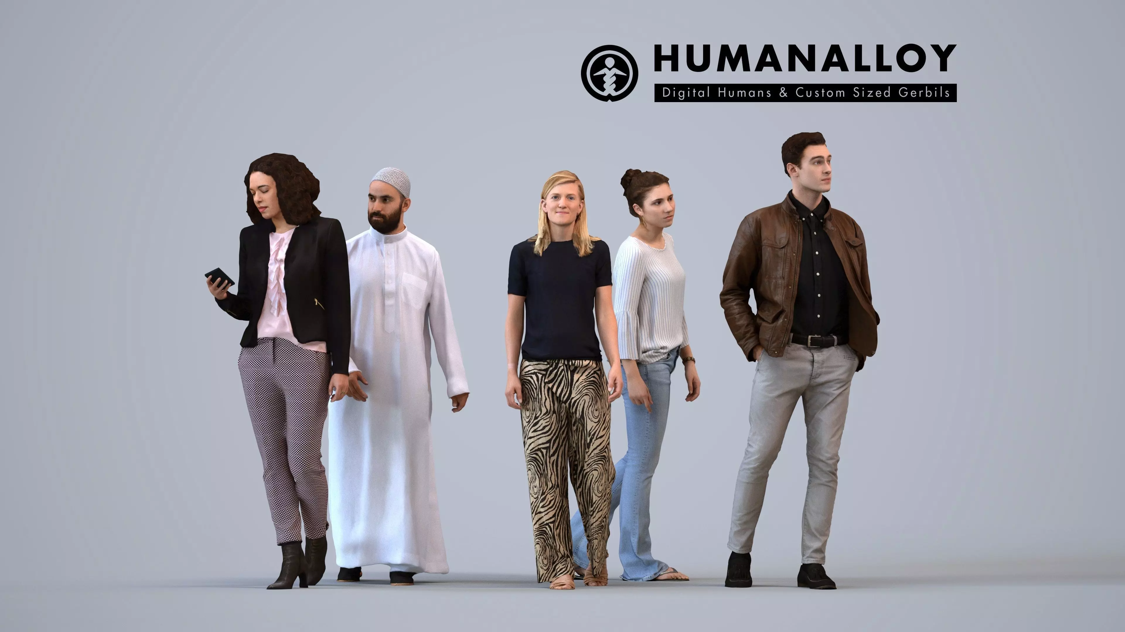 Basics0188 - A set containing 5 models of male and female 3D model