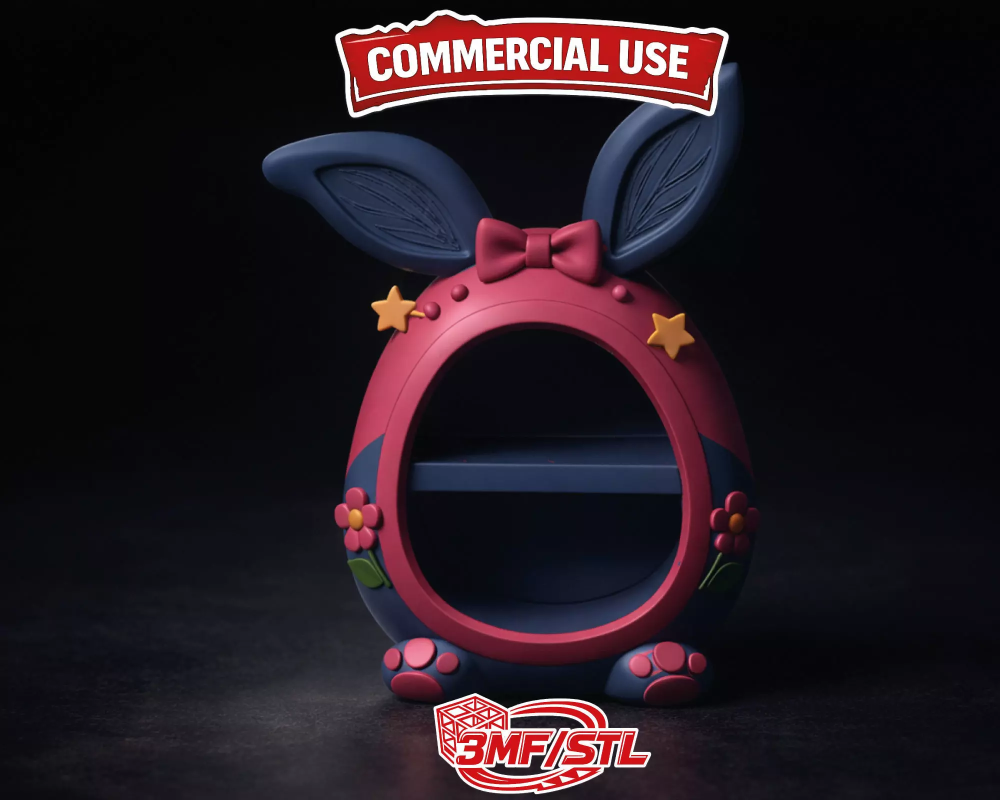 Bunny Easter Egg Frame Multi Color Display Holder Spring 3D print model