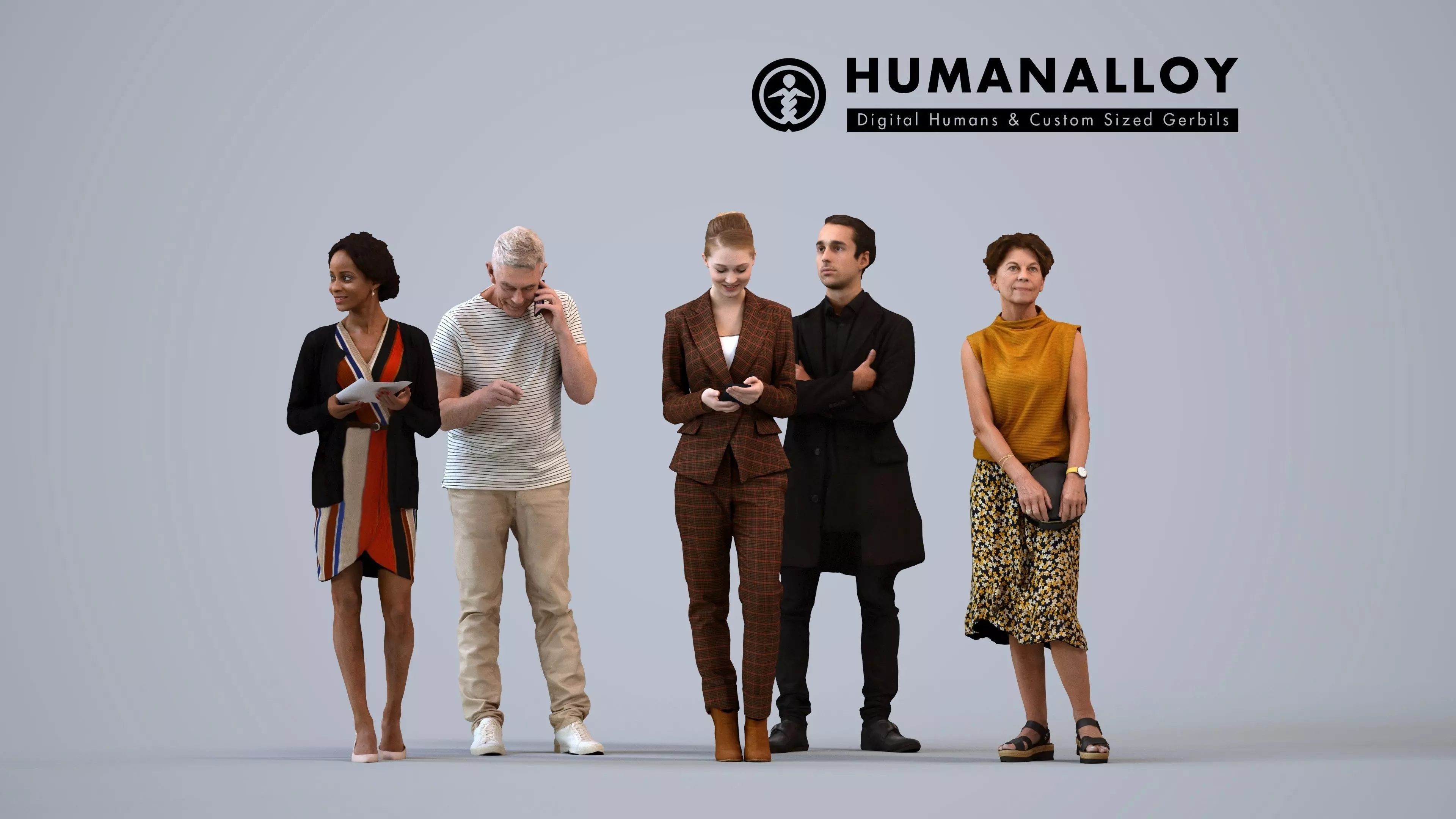 Basics0219 - A set containing 5 models of male and female 3D model