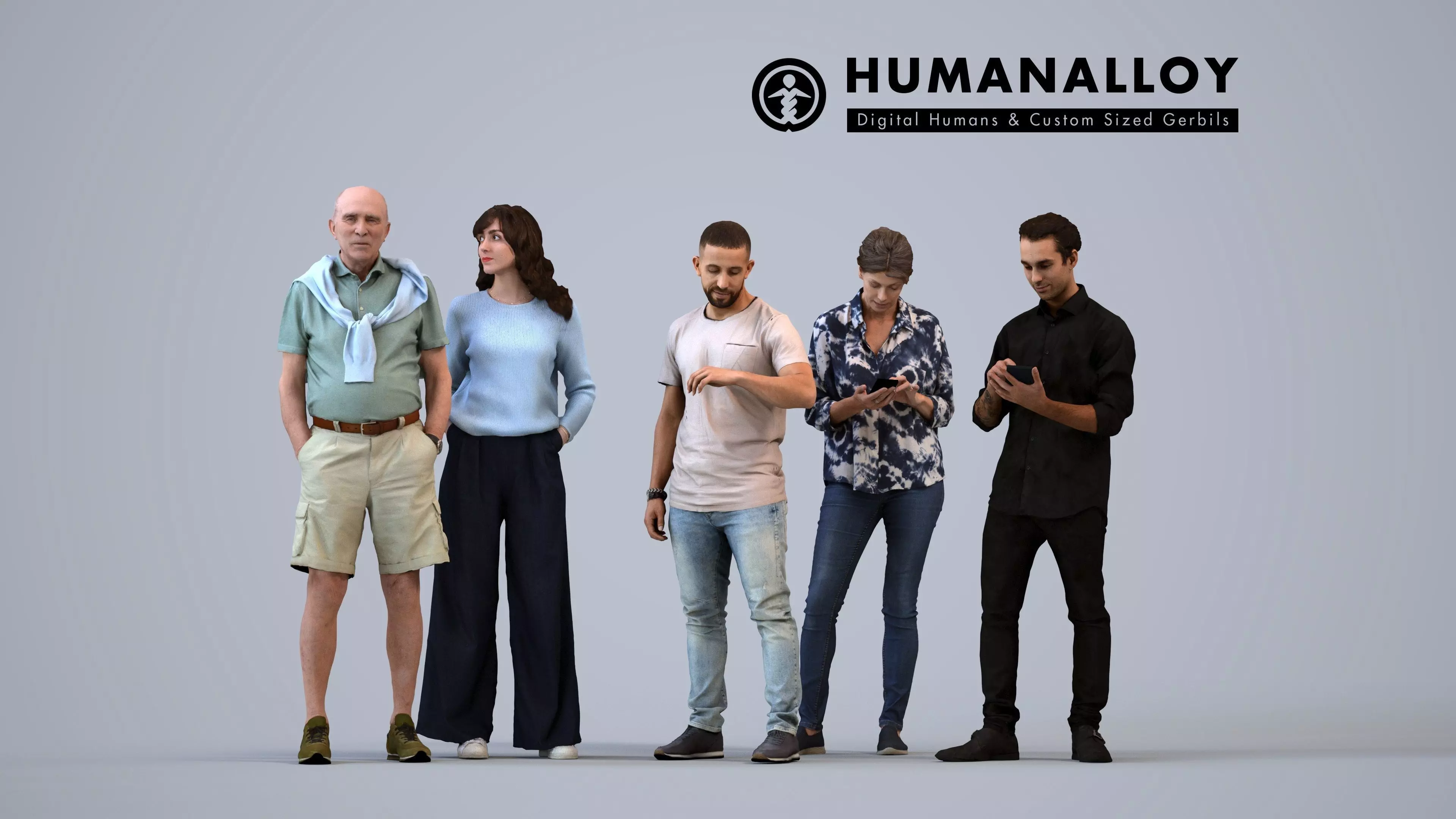Basics0221 - A set containing 5 models of male and female 3D model