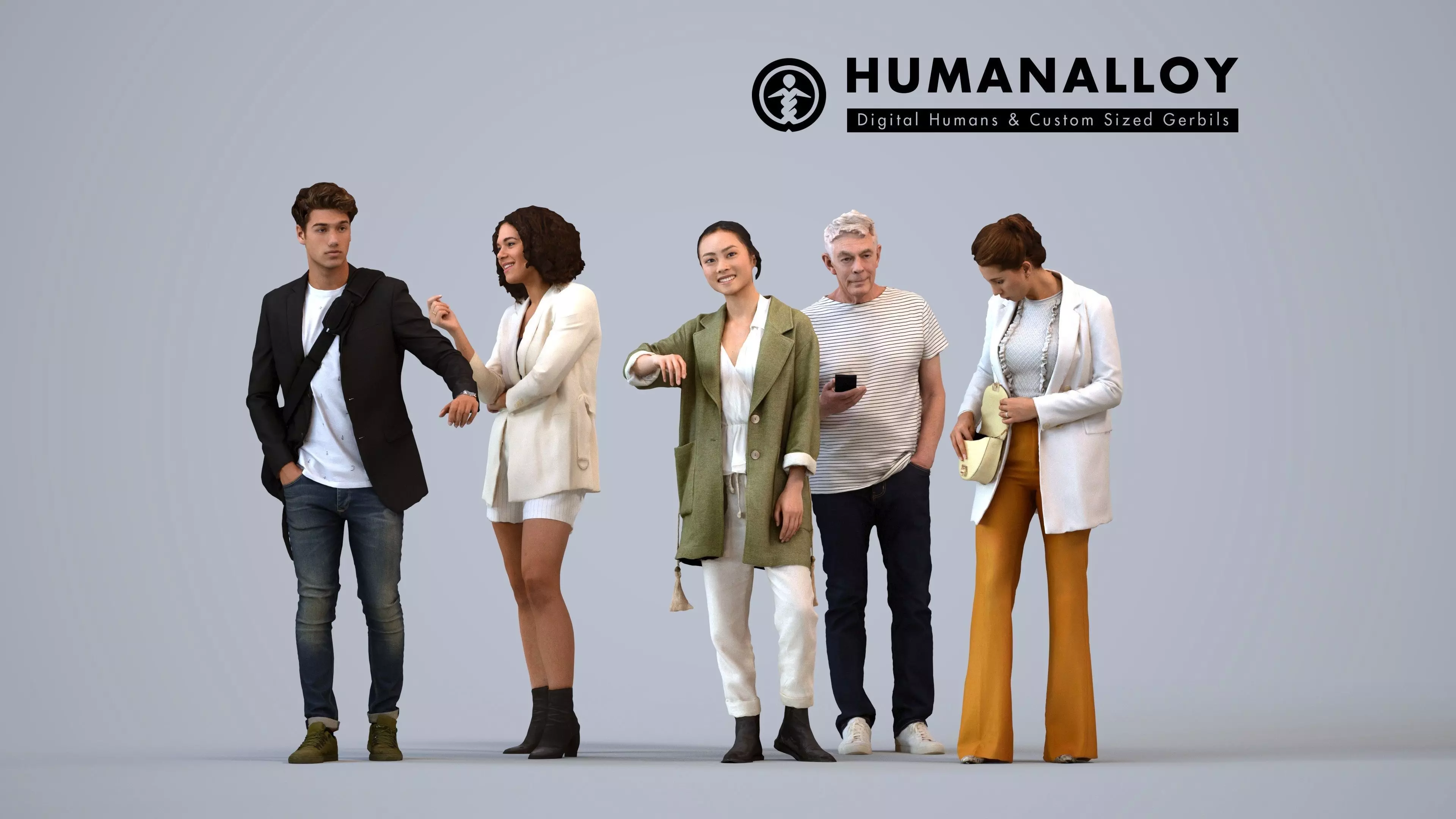 Basics0226 - A set containing 5 models of male and female 3D model