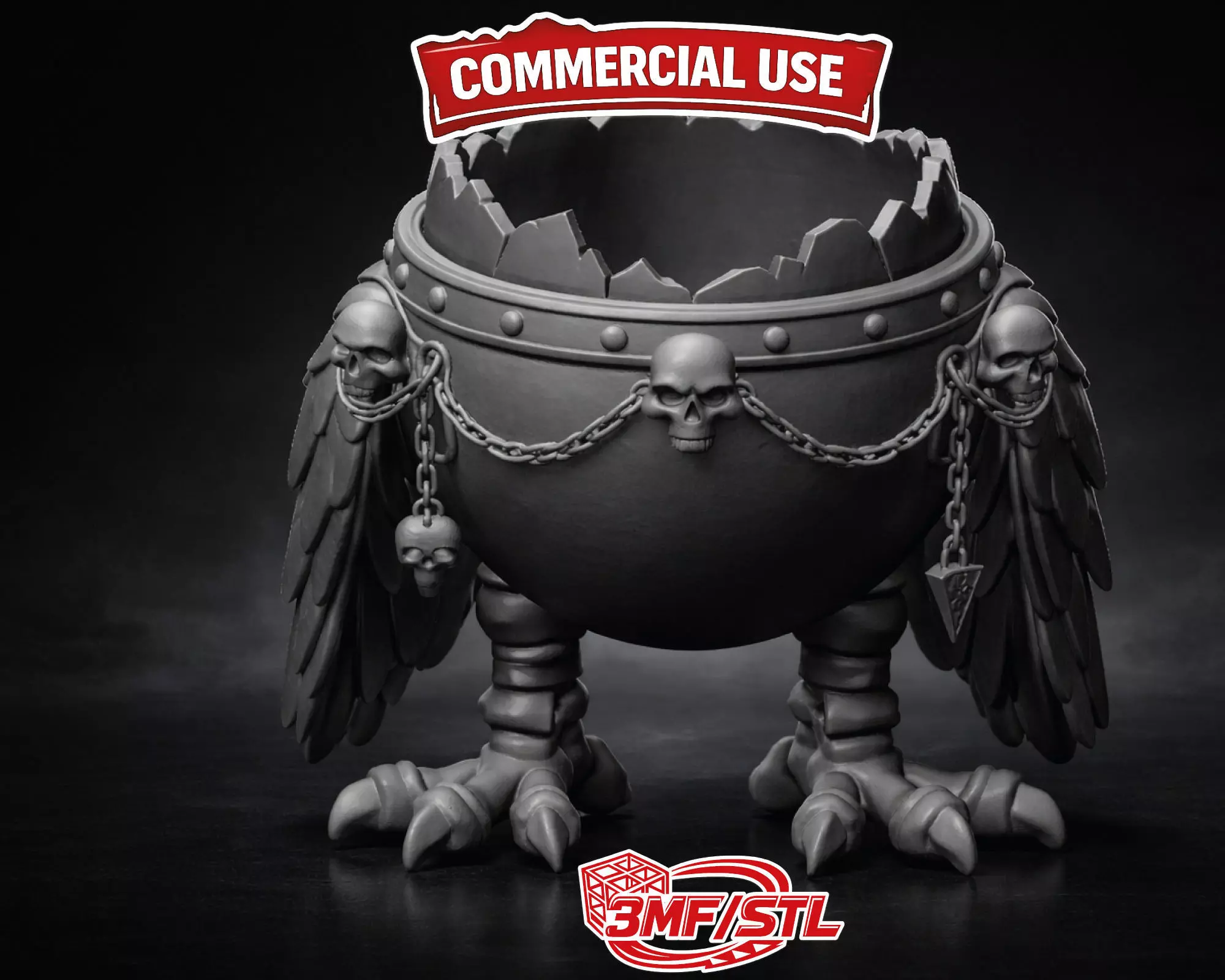 Dark Gothic Skull Cauldron Easter Egg 3D print model