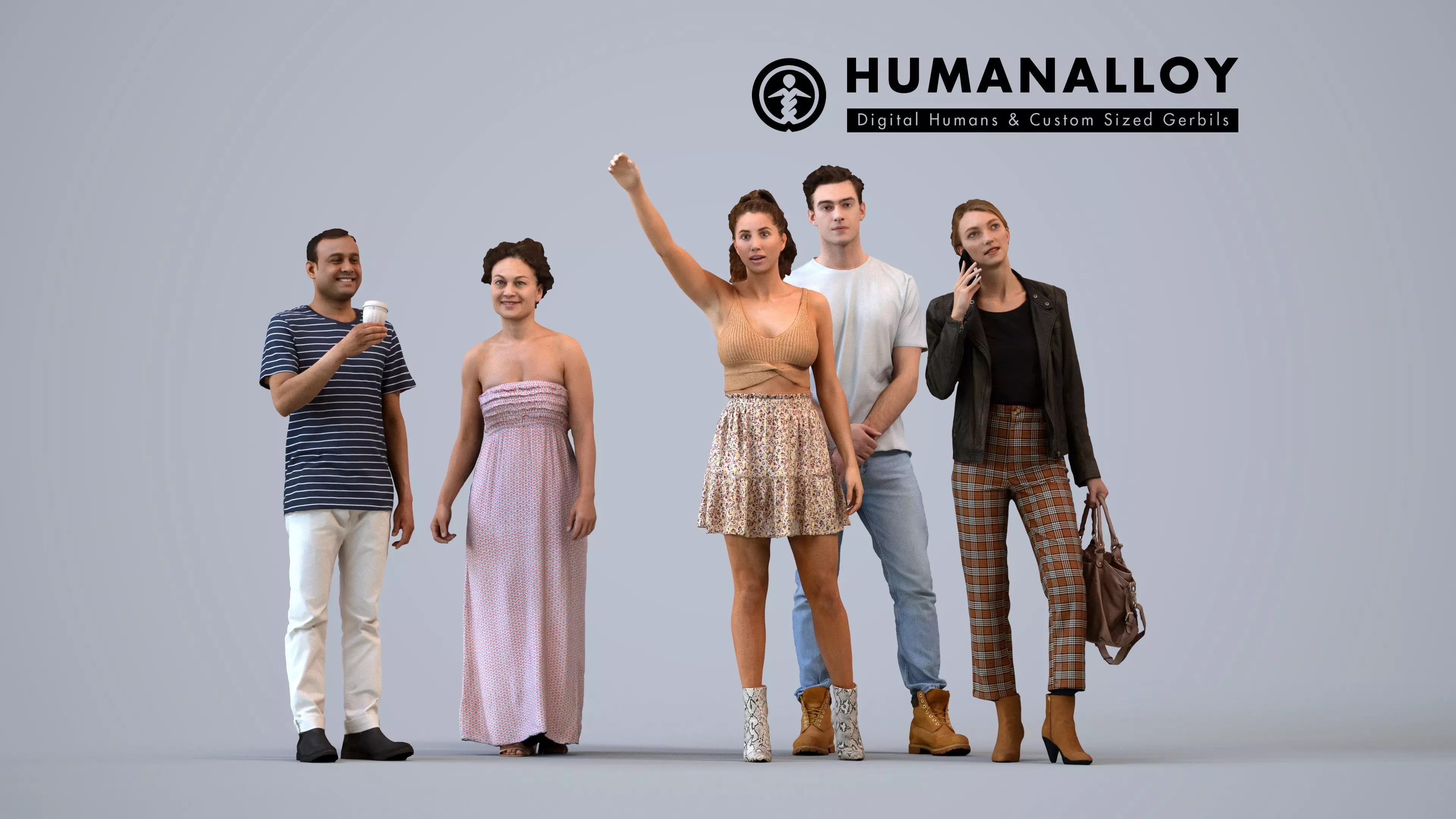 Basics0266 - A set containing 5 models of male and female 3D model
