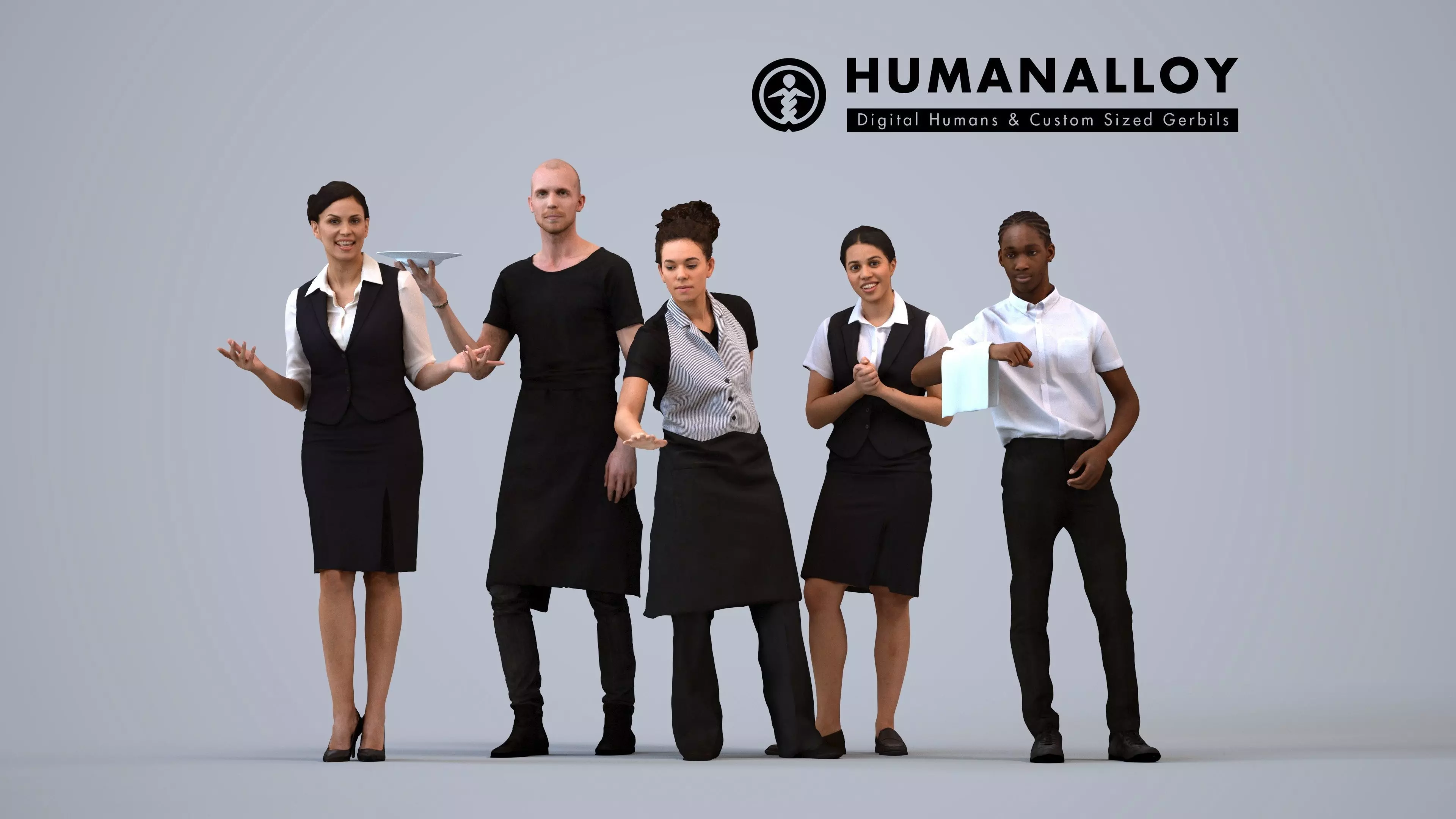 Basics0302 - A set containing 5 models of male and female 3D model
