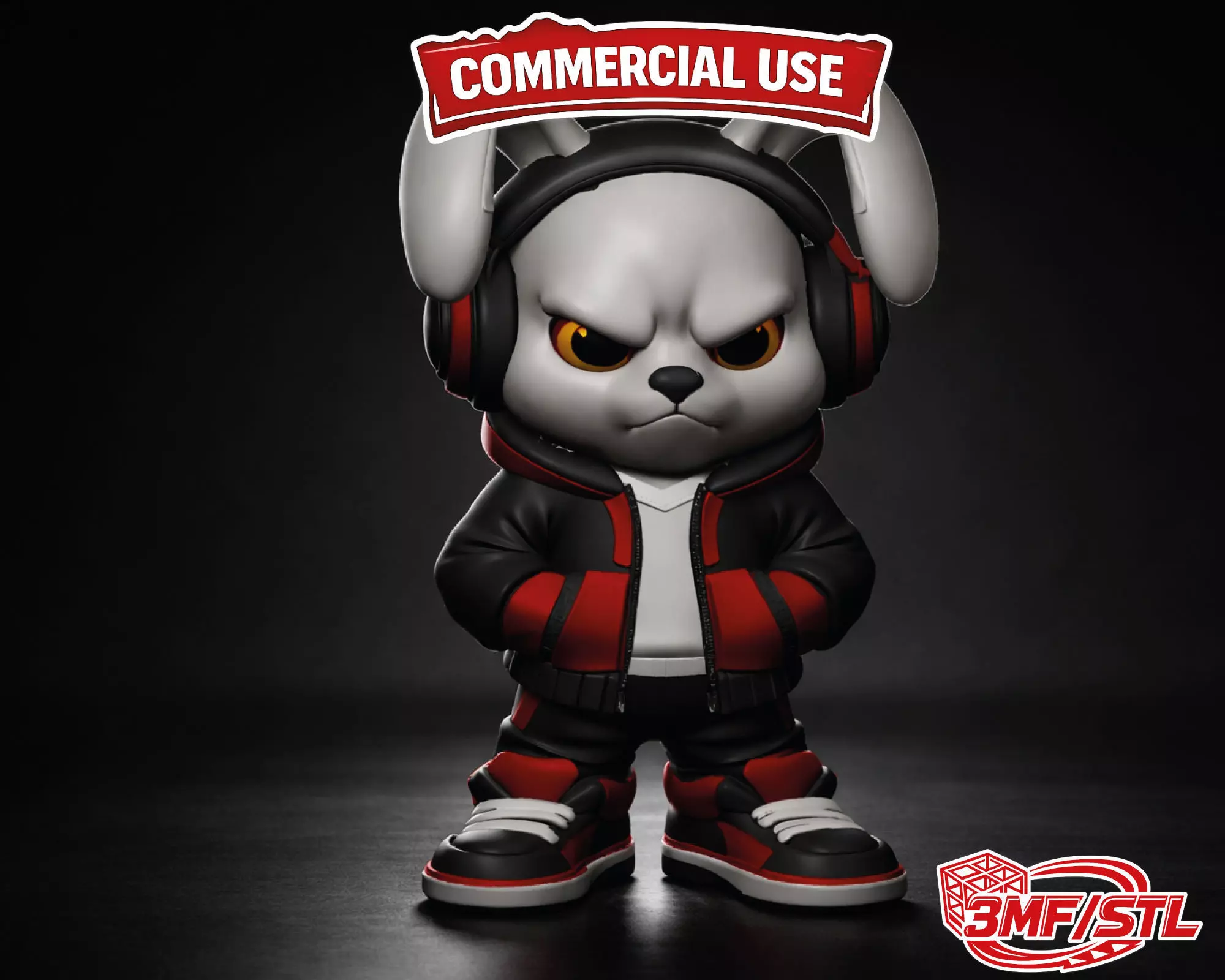 Urban Rebel Bunny Multi Color Easter Egg Figurine 3D print model