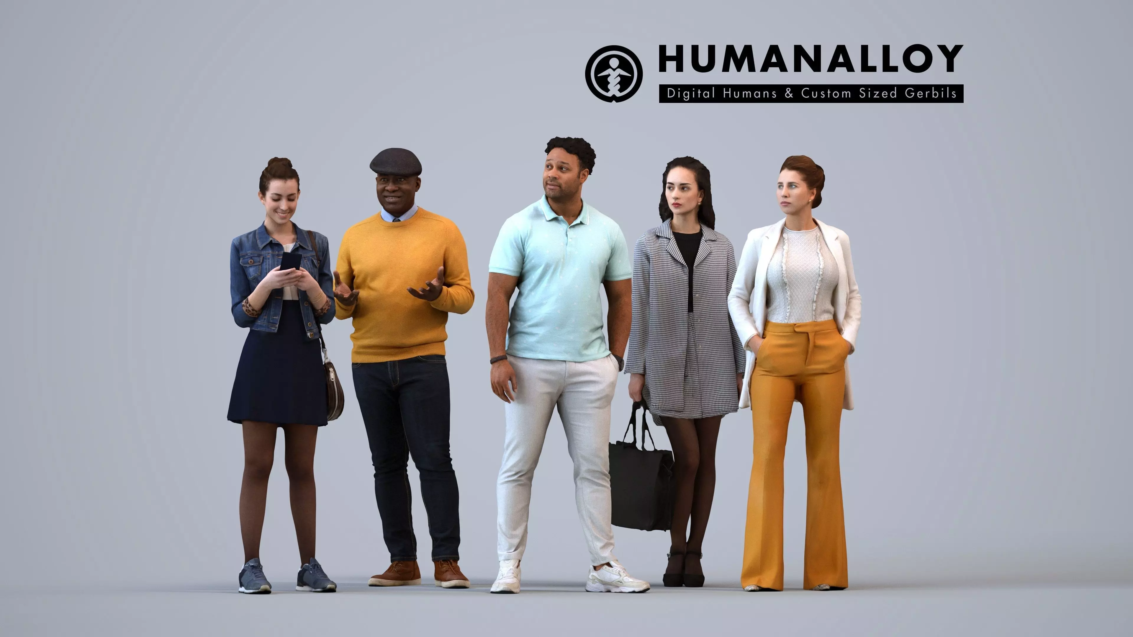 Basics0307 - A set containing 5 models of male and female 3D model