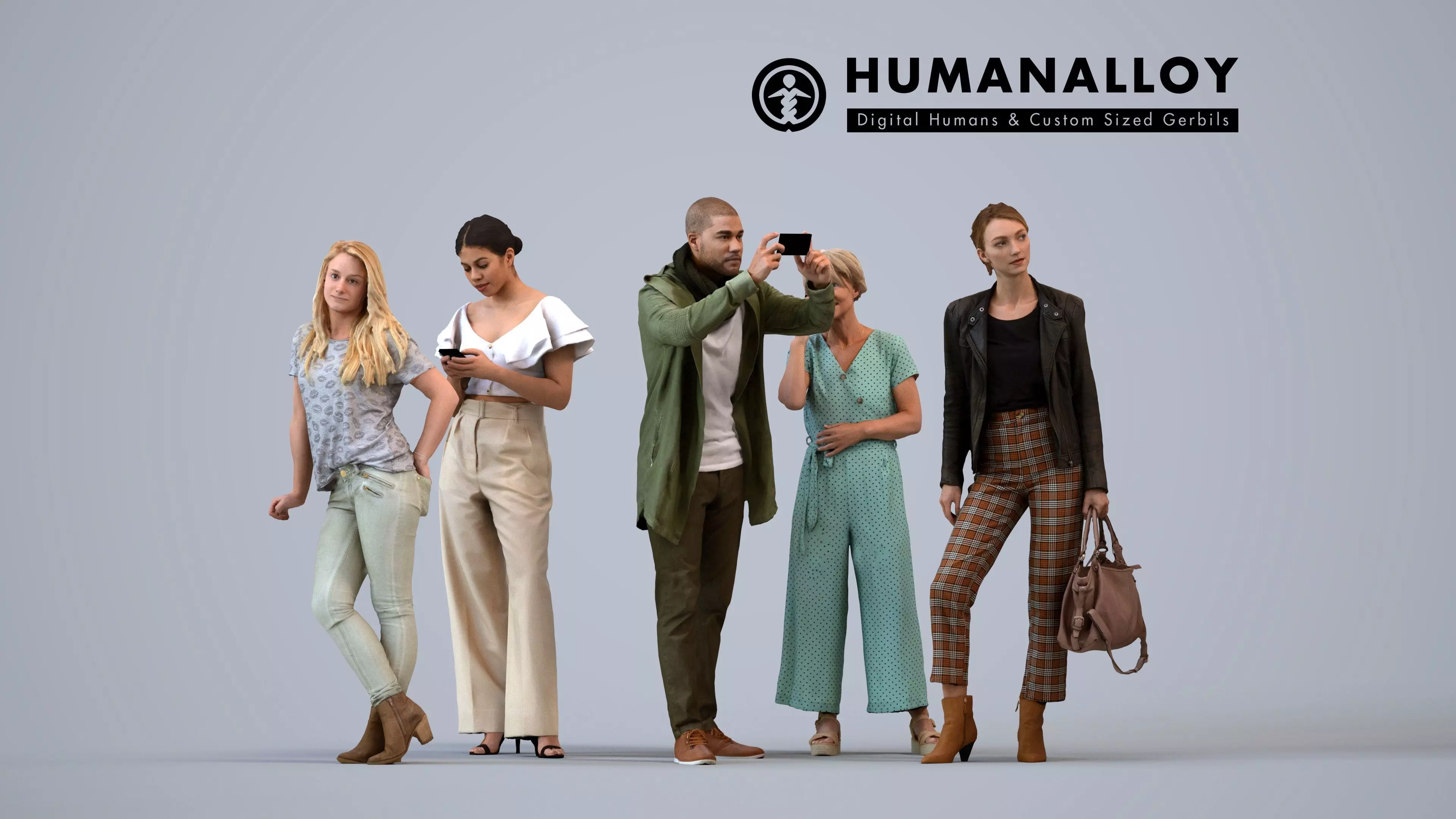 Basics0318 - A set containing 5 models of male and female 3D model