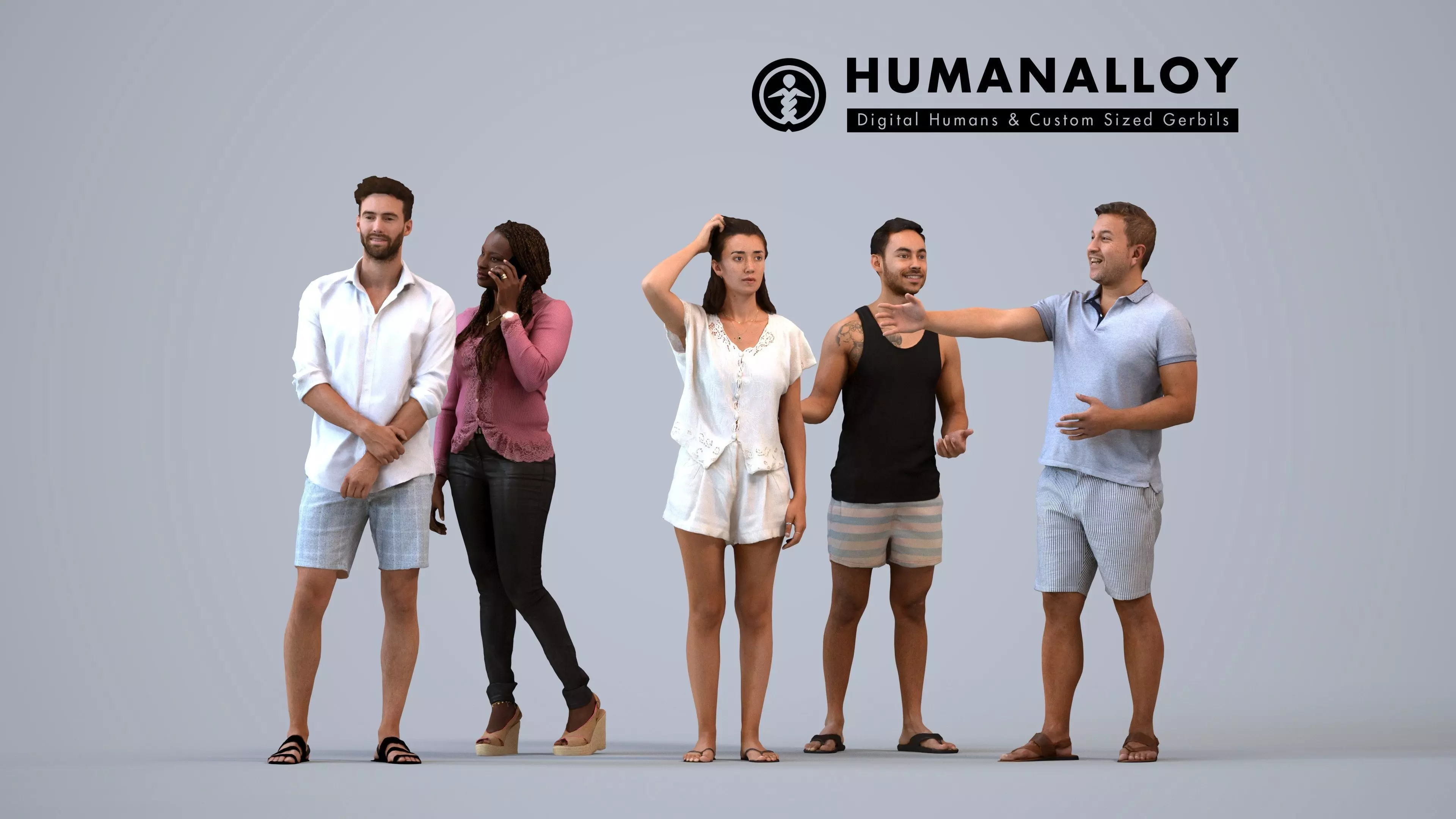Basics0340 - A set containing 5 models of male and female 3D model