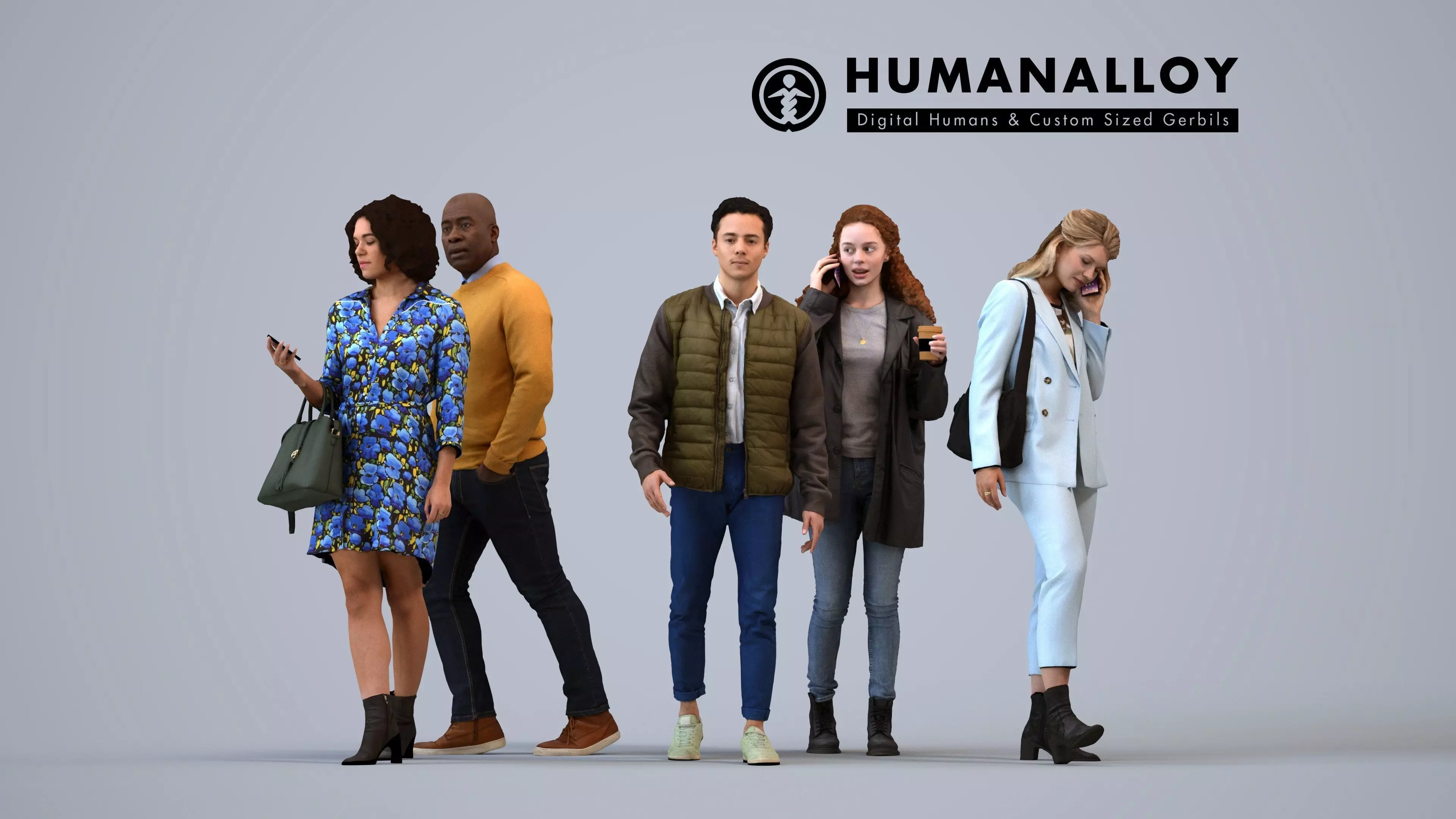 Basics0354 - A set containing 5 models of male and female 3D model