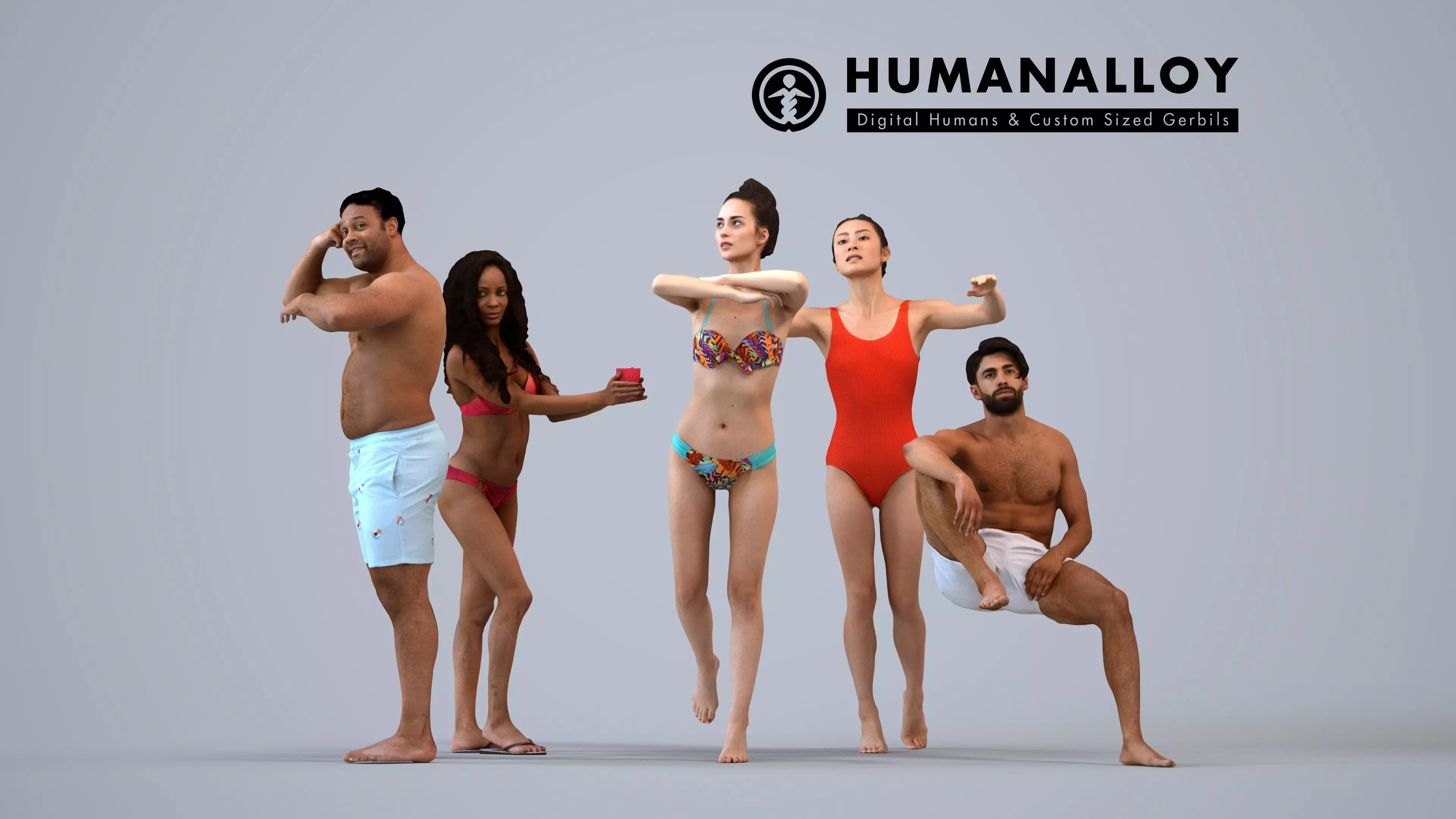 Basics0359 - A set containing 5 models of male and female 3D model
