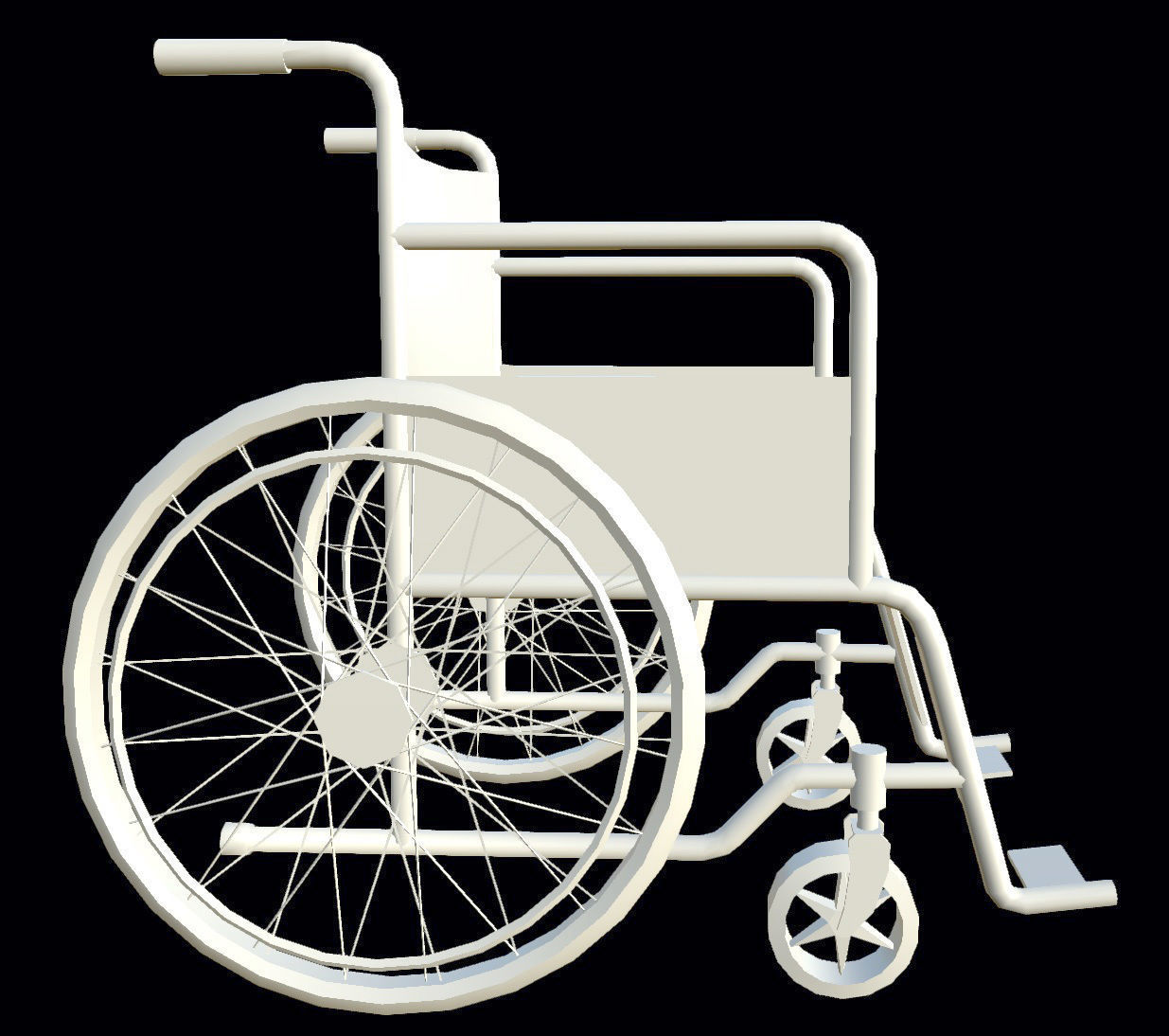 Wheelchair Low-poly 3D model_3