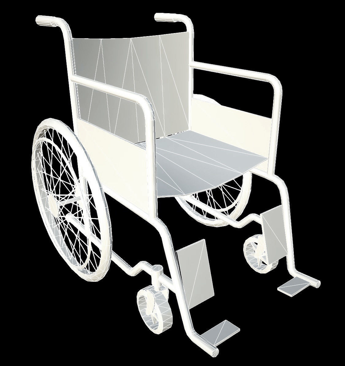 Wheelchair Low-poly 3D model_6