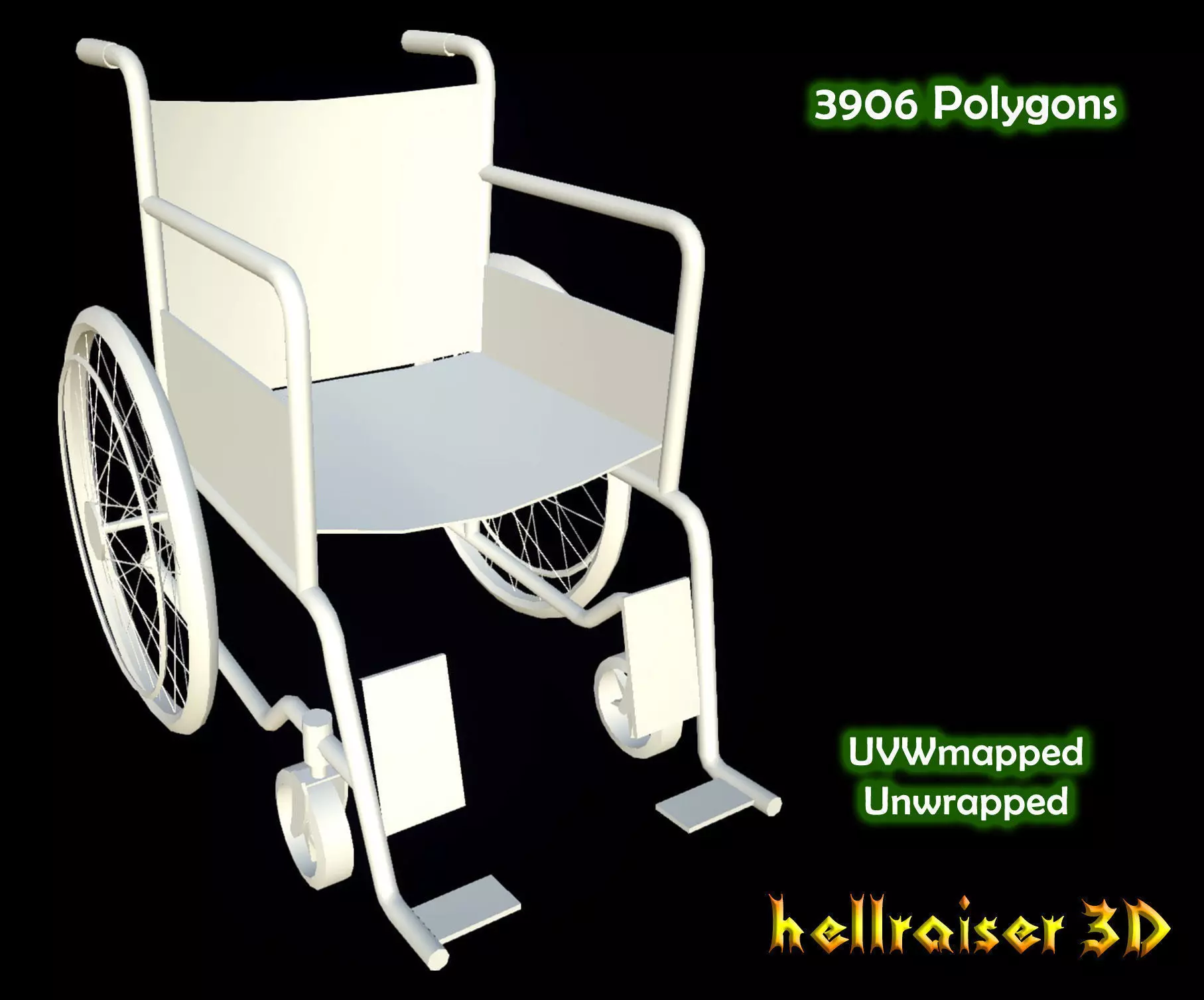Wheelchair Low-poly 3D model_0