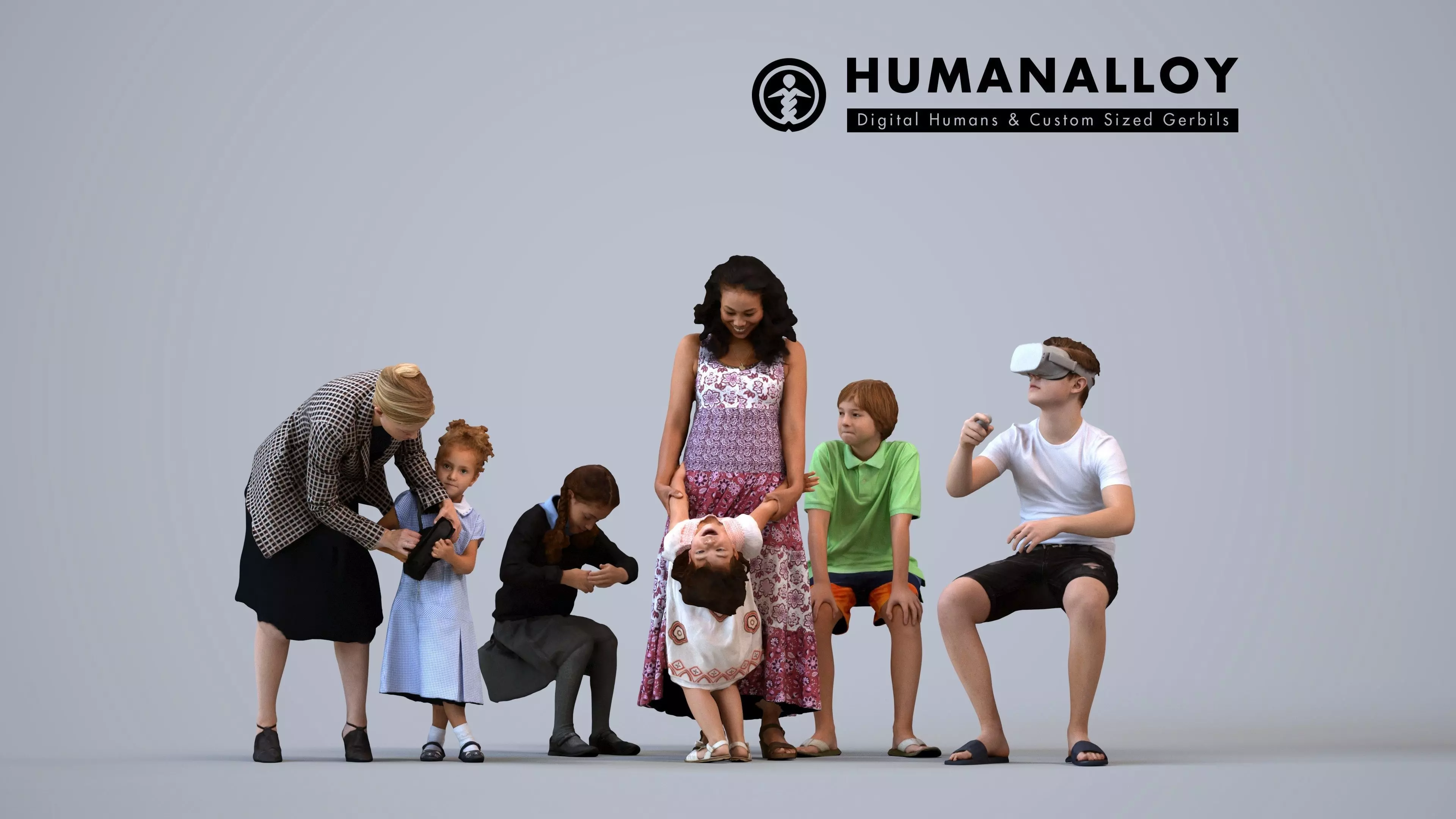 Basics0401 - A set containing 5 models of male and female 3D model