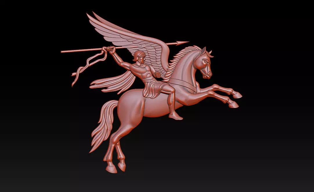 Pegasus Warrior Relief 2-5D 3D print model