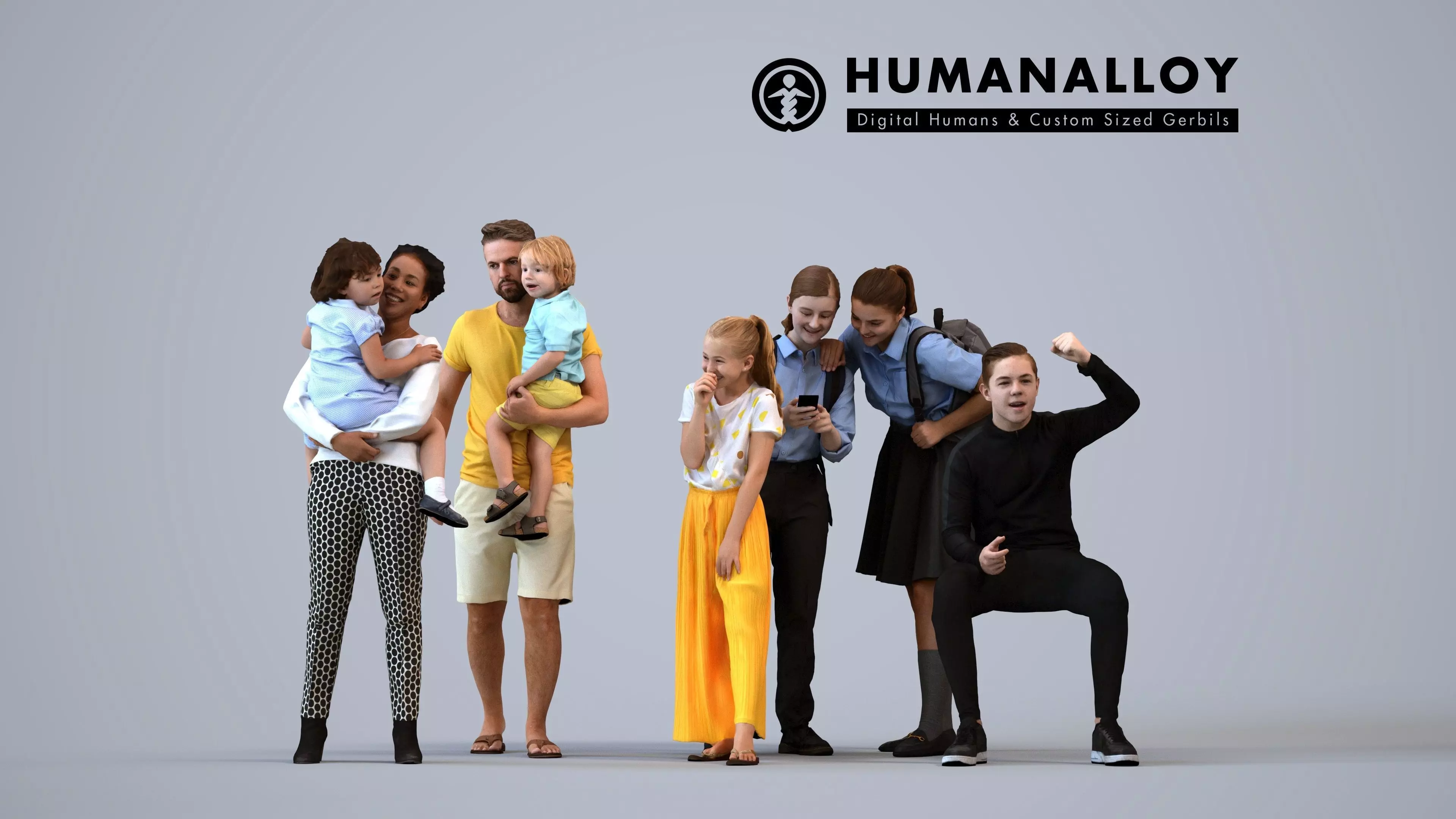 Basics0415 - A set containing 5 models of male and female 3D model