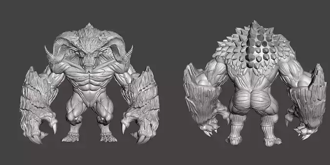 Horned Abyss Titan Dark Fantasy Monster Statue 