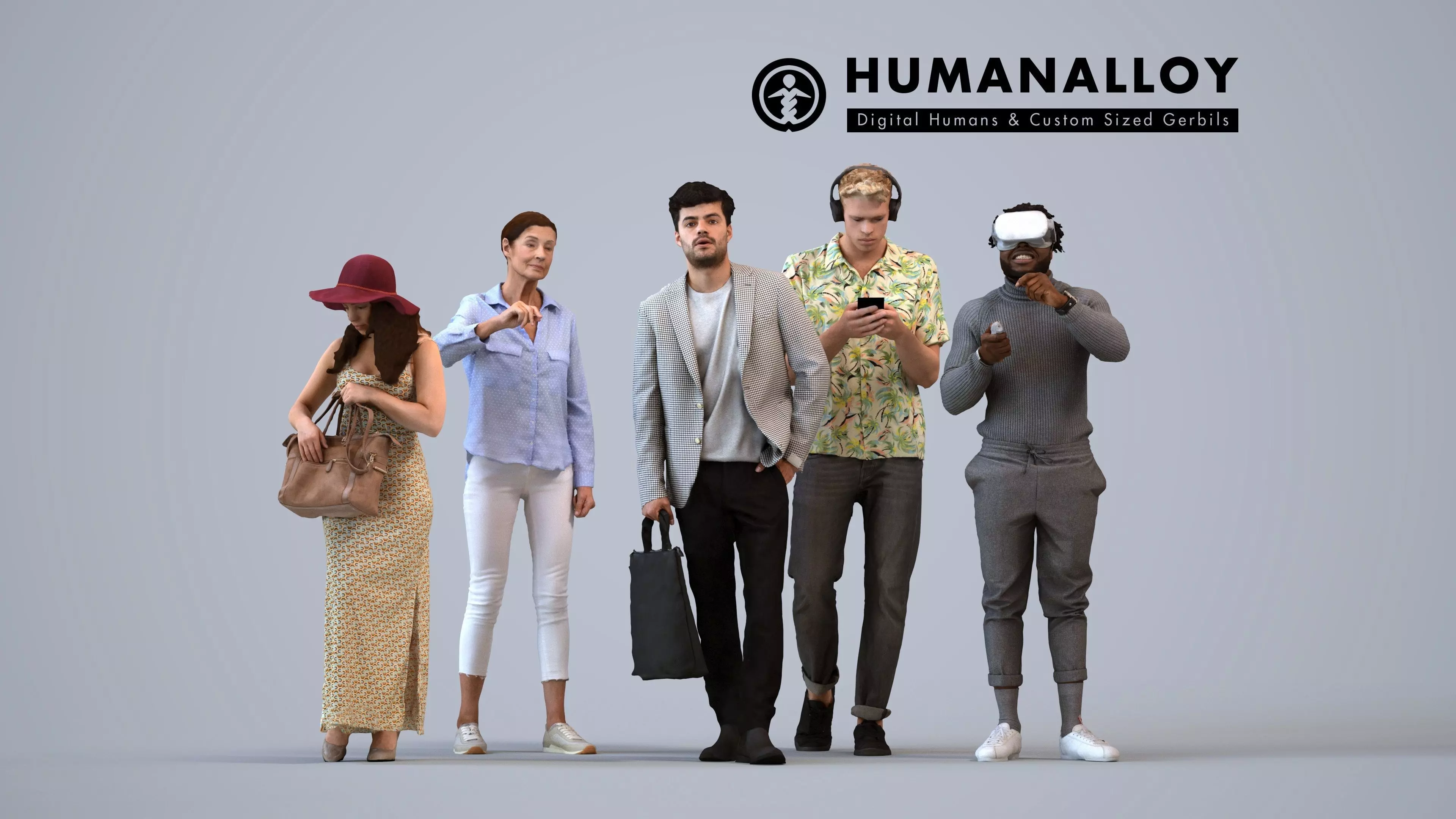 Basics0459 - A set containing 5 models of male and female 3D model
