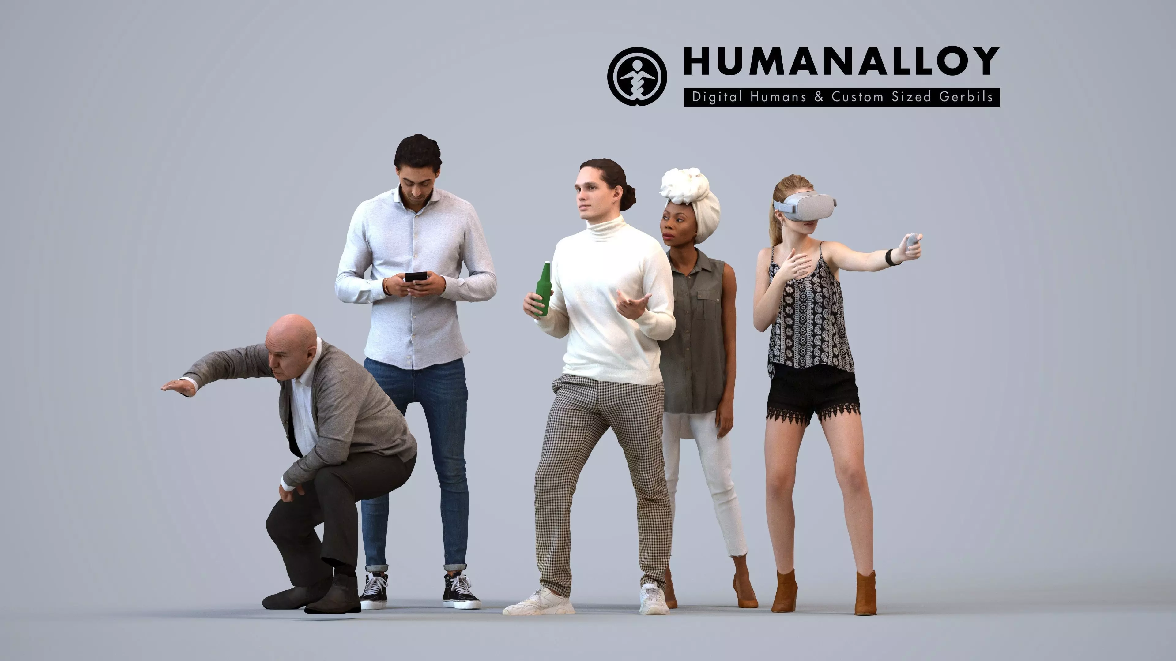Basics0502 - A set containing 5 models of male and female 3D model