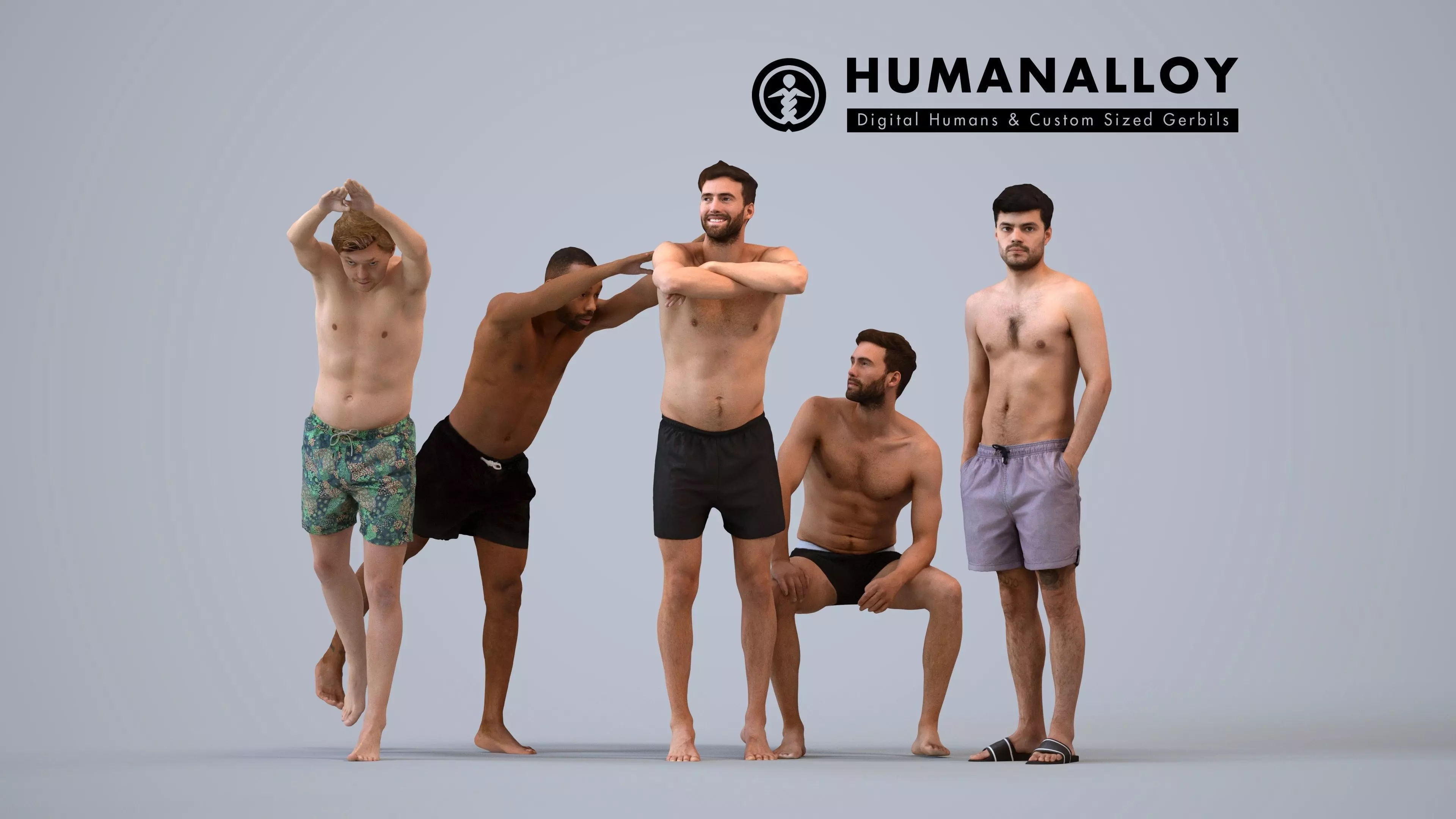 Basics0507 - A set containing 5 models of male adults running 3D model