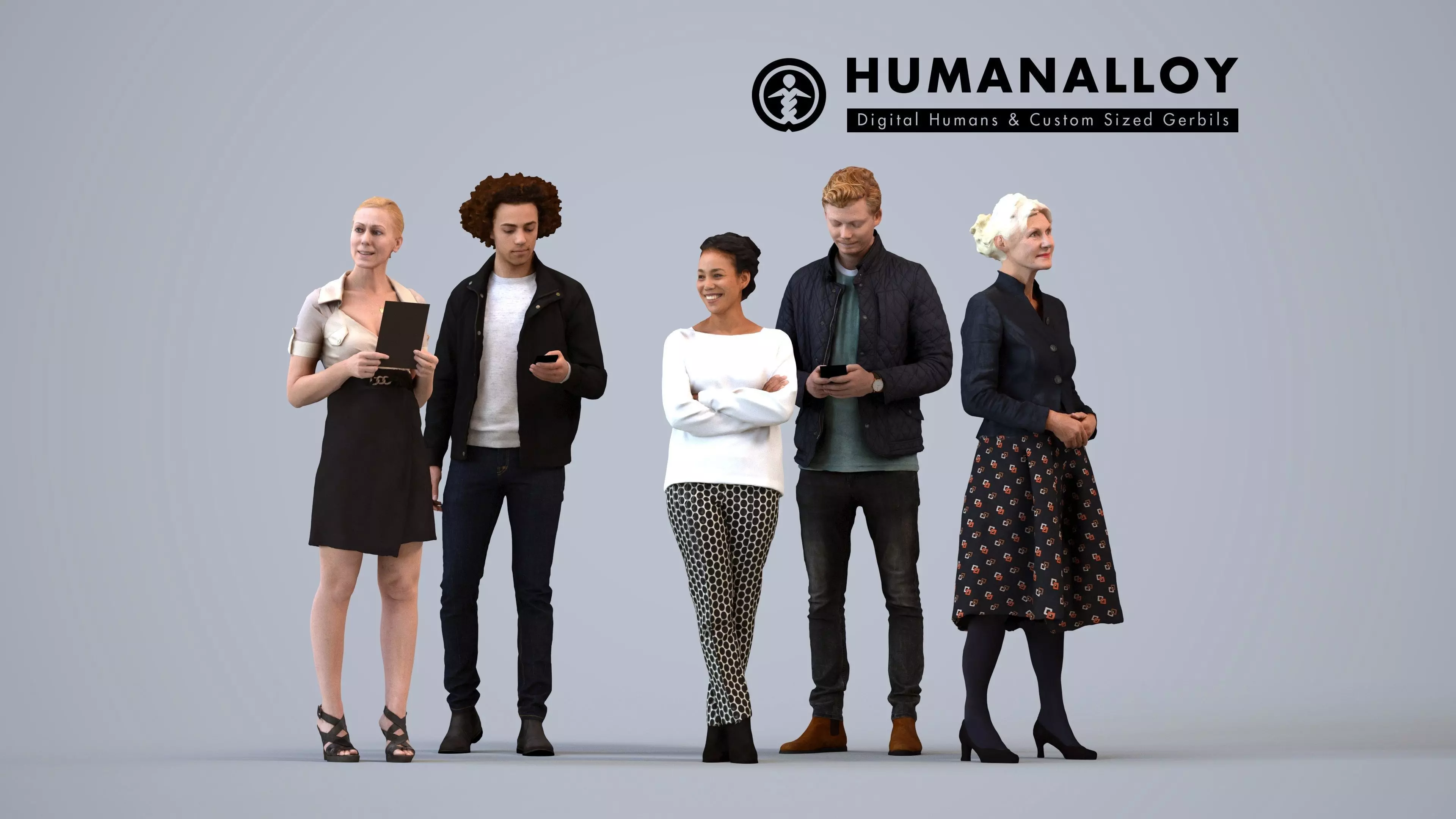 Basics0508 - A set containing 5 models of male and female 3D model