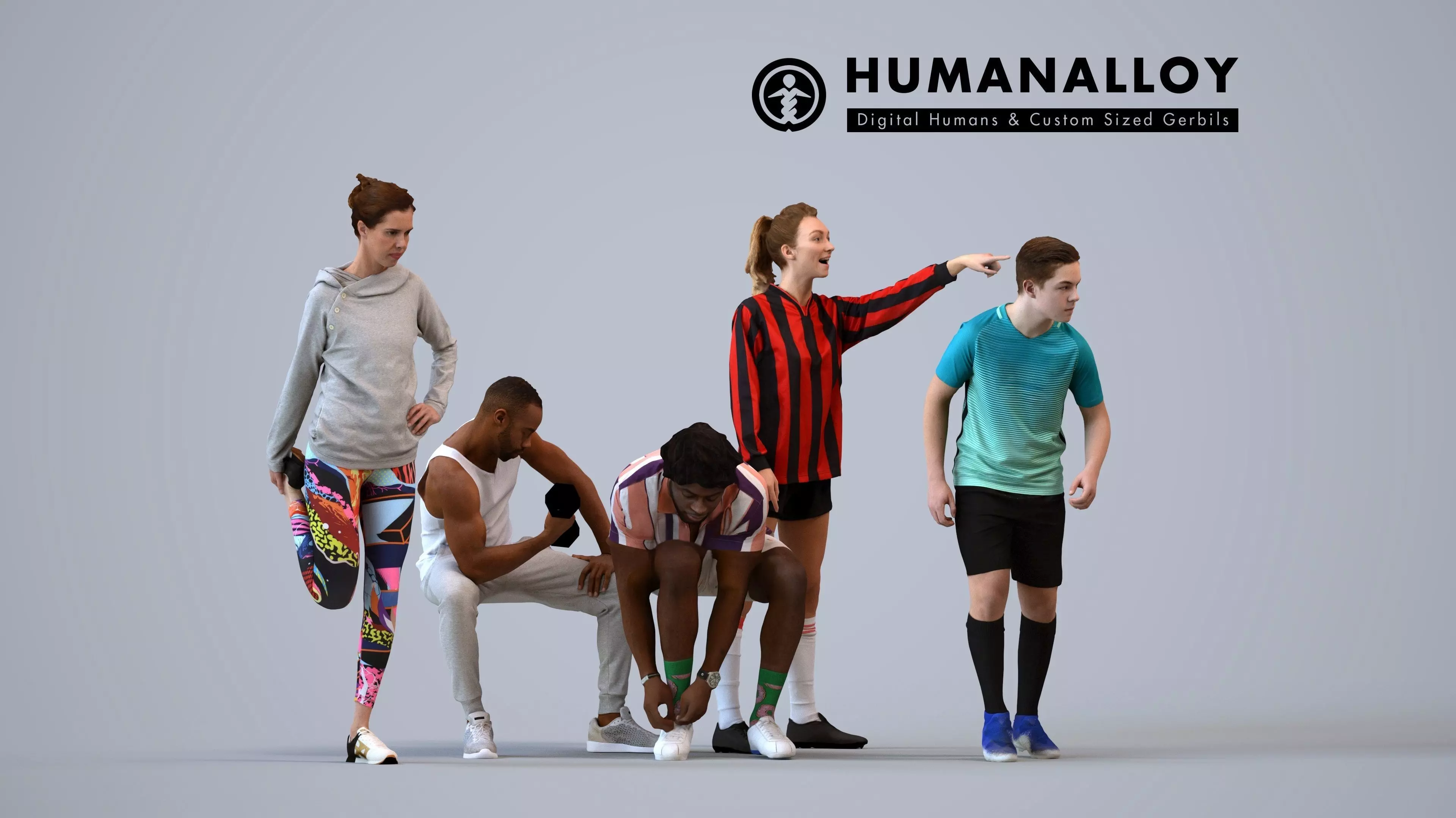 Basics0561 - A set containing 5 models of male and female 3D model