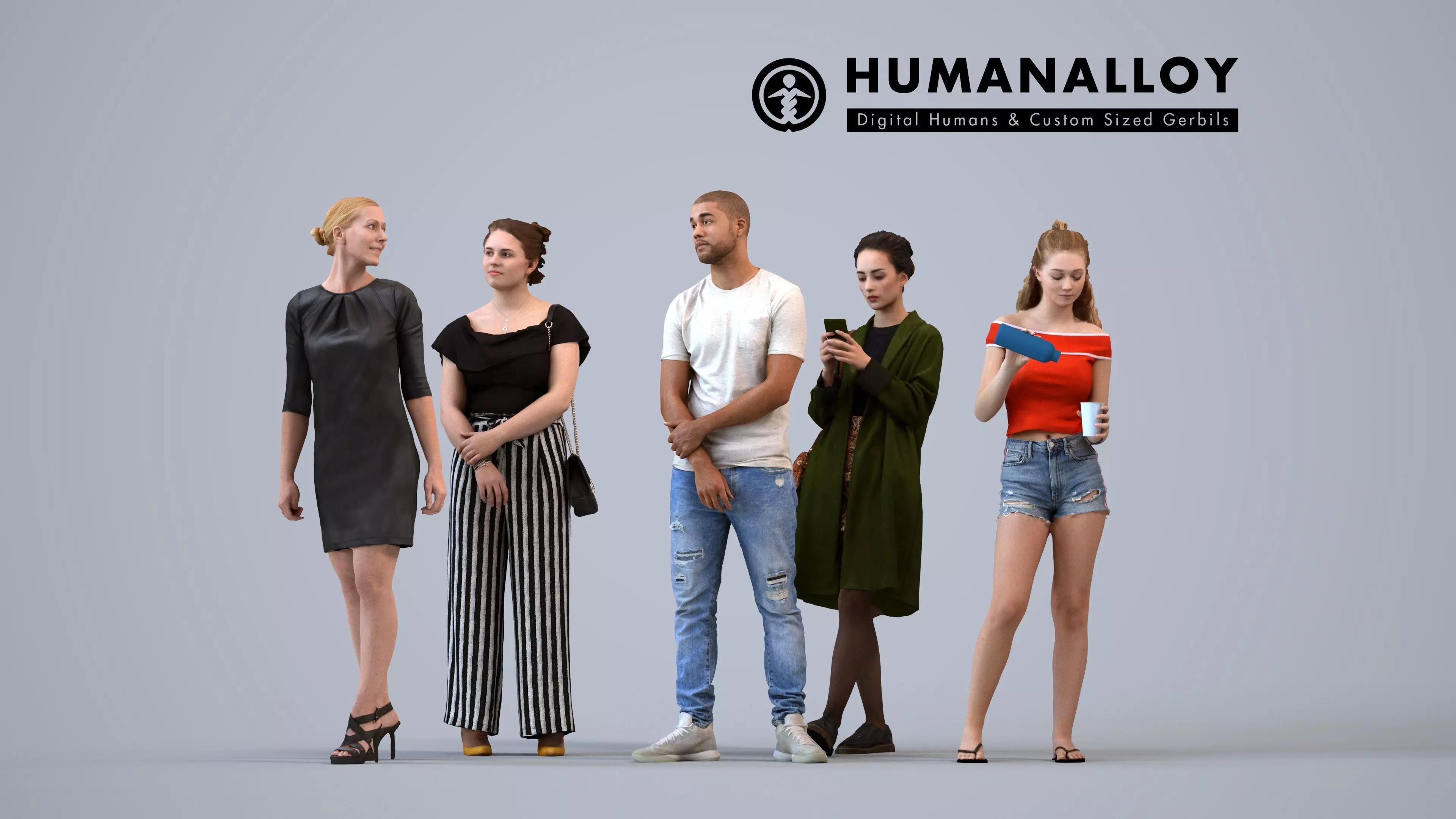 Basics0562 - A set containing 5 models of male and female 3D model