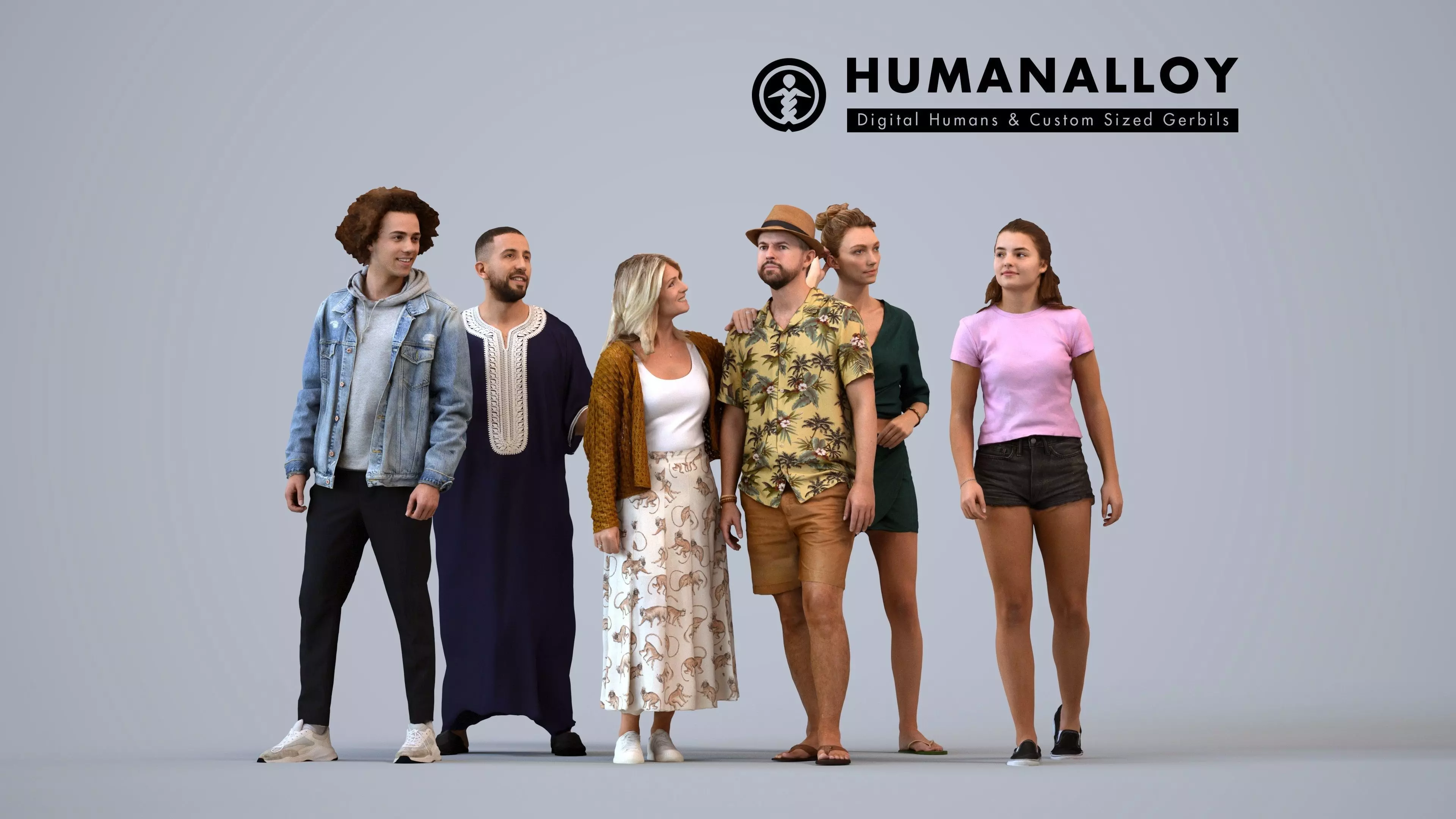 Basics0599 - A set containing 5 models of male and female 3D model