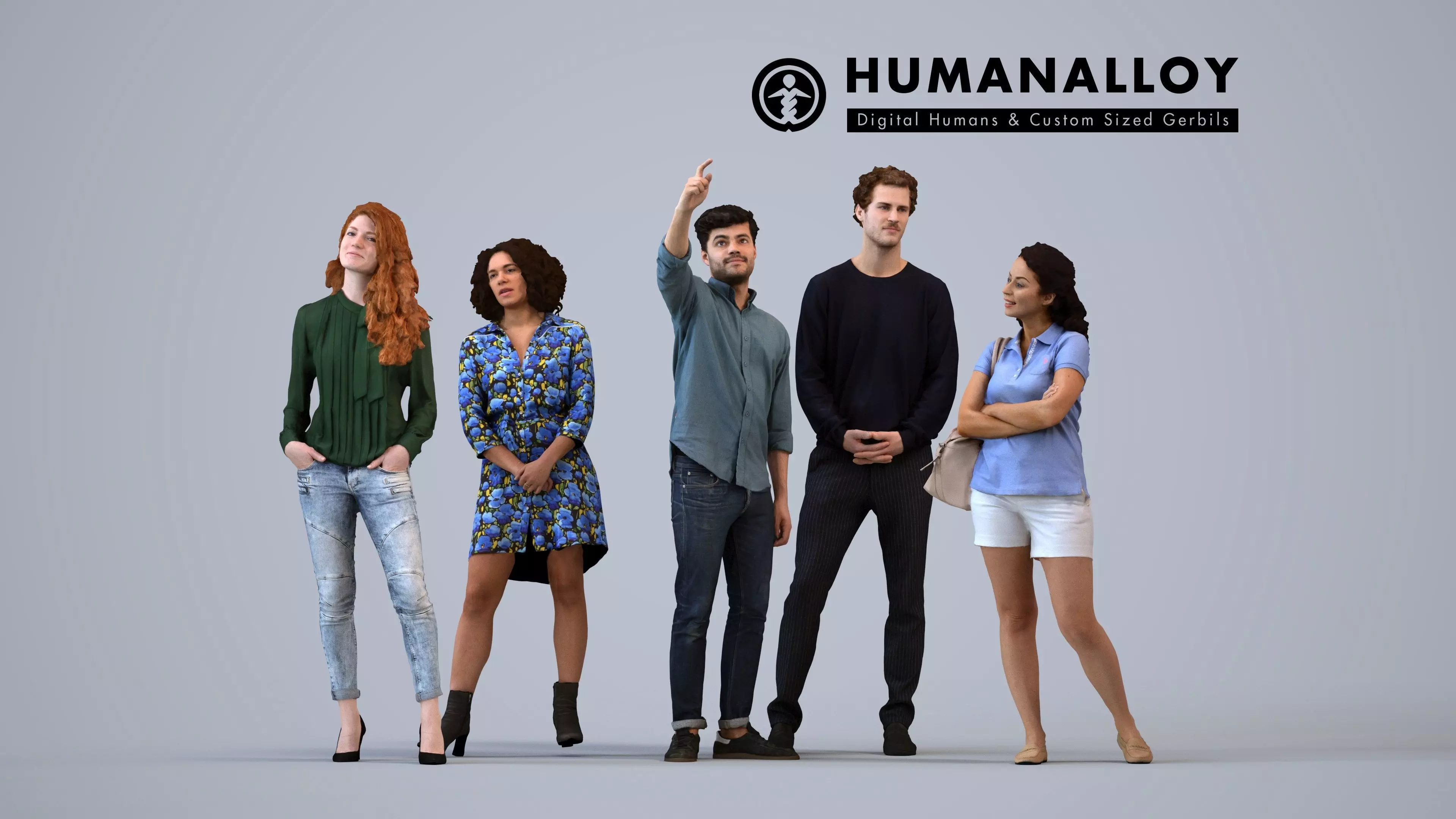 Basics0605 - A set containing 5 models of male and female 3D model